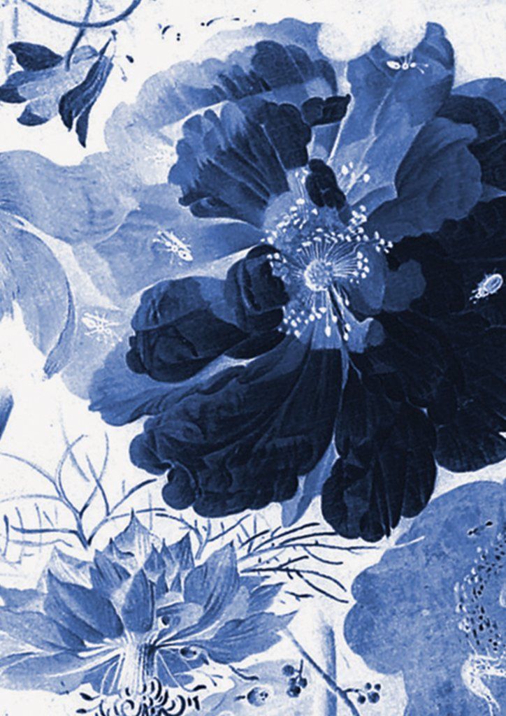 Aesthetics Blue Drawn Flower Wallpapers