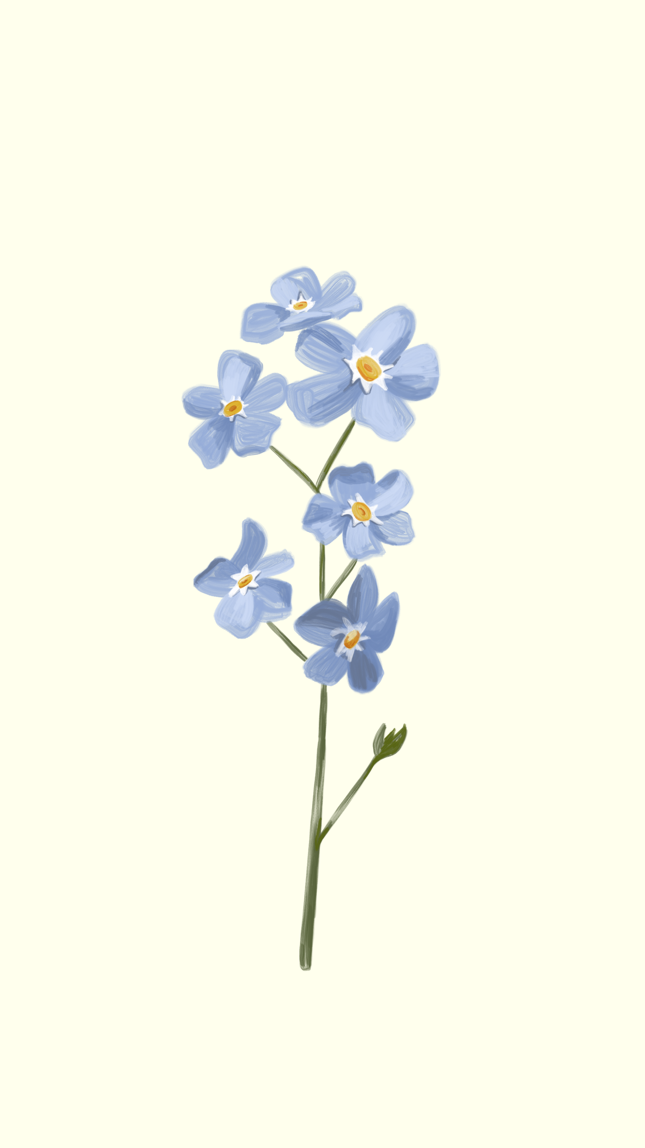 Aesthetics Blue Drawn Flower Wallpapers