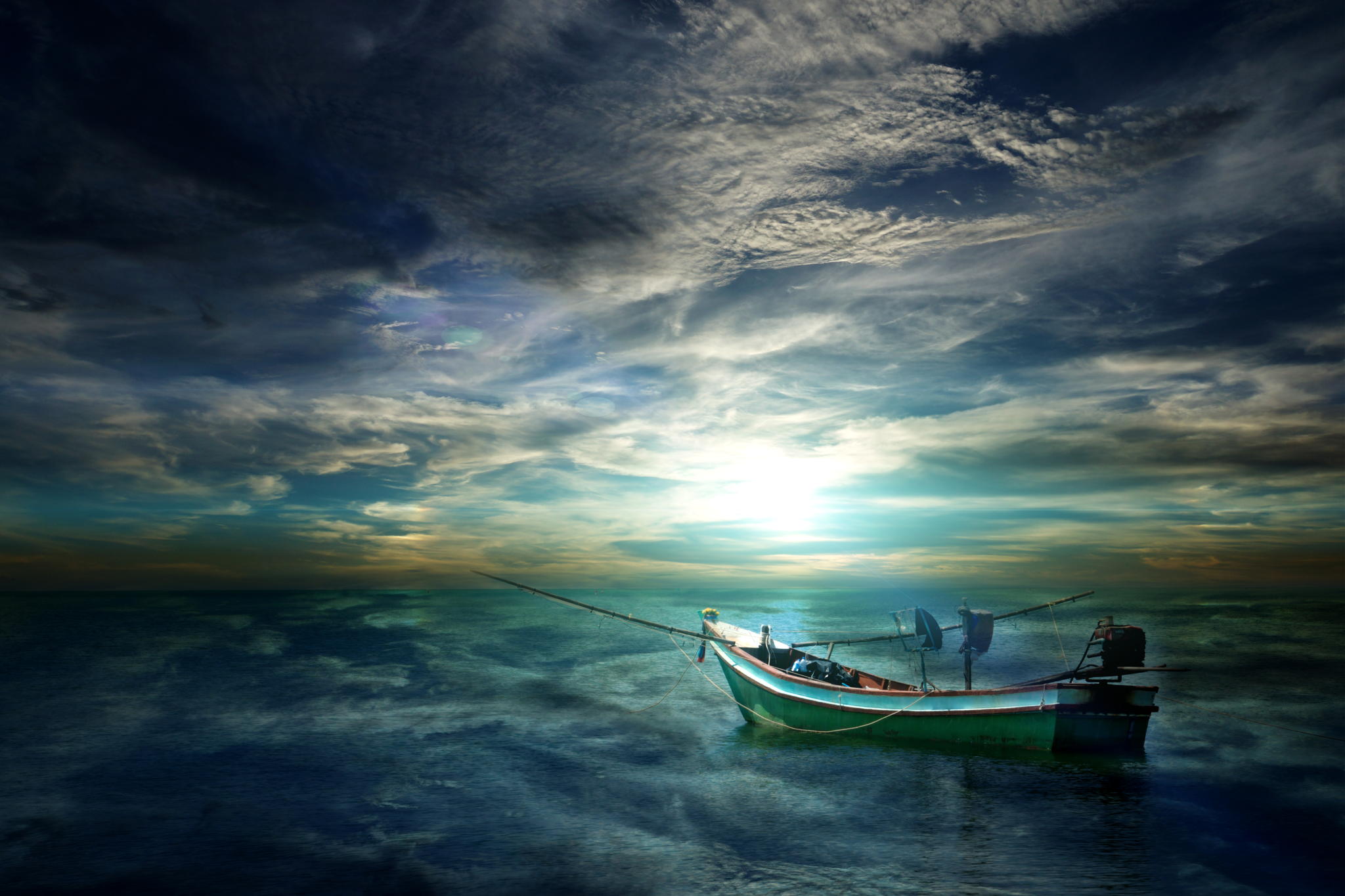 Alone Boat In The Sea Wallpapers