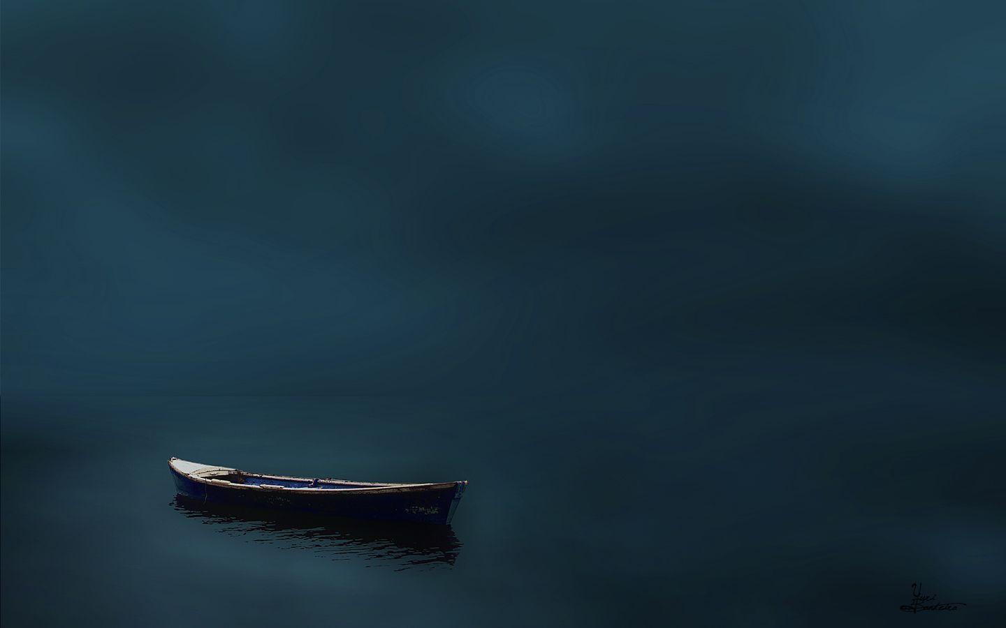 Alone Boat In The Sea Wallpapers