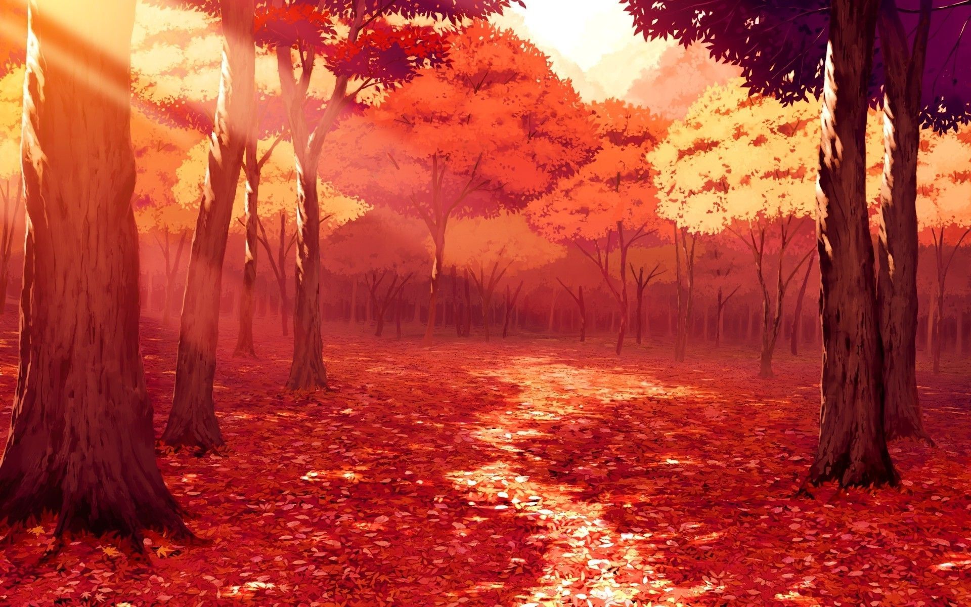 Alone In Autumn Illustration Wallpapers