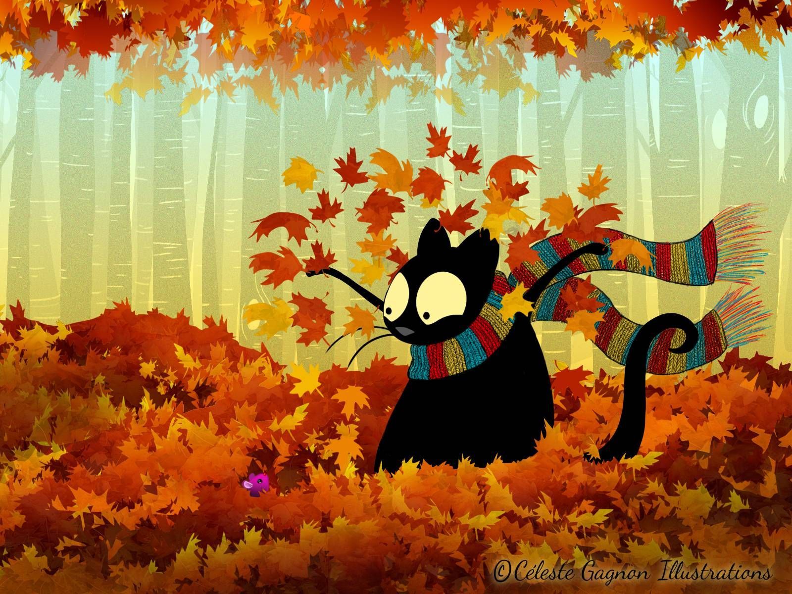 Alone In Autumn Illustration Wallpapers