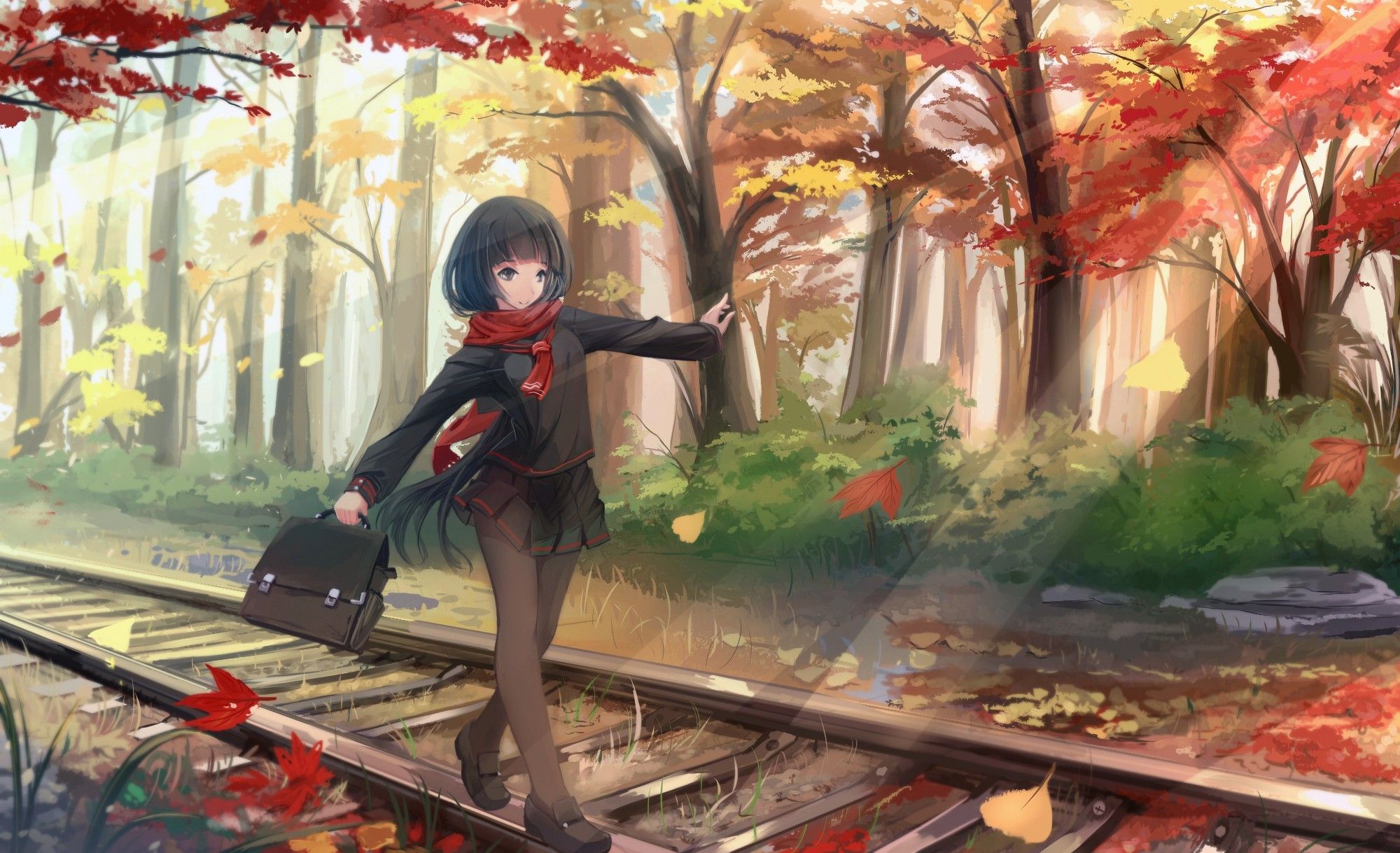Alone In Autumn Illustration Wallpapers