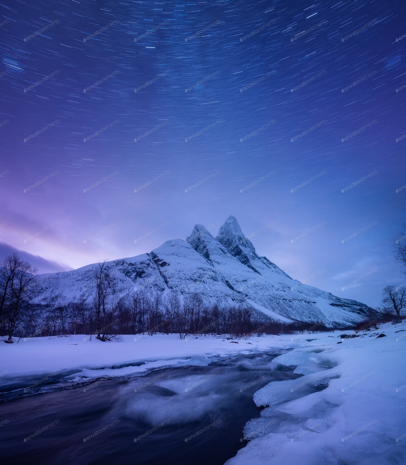 Amazing Starry Night Over Mountains And River Wallpapers