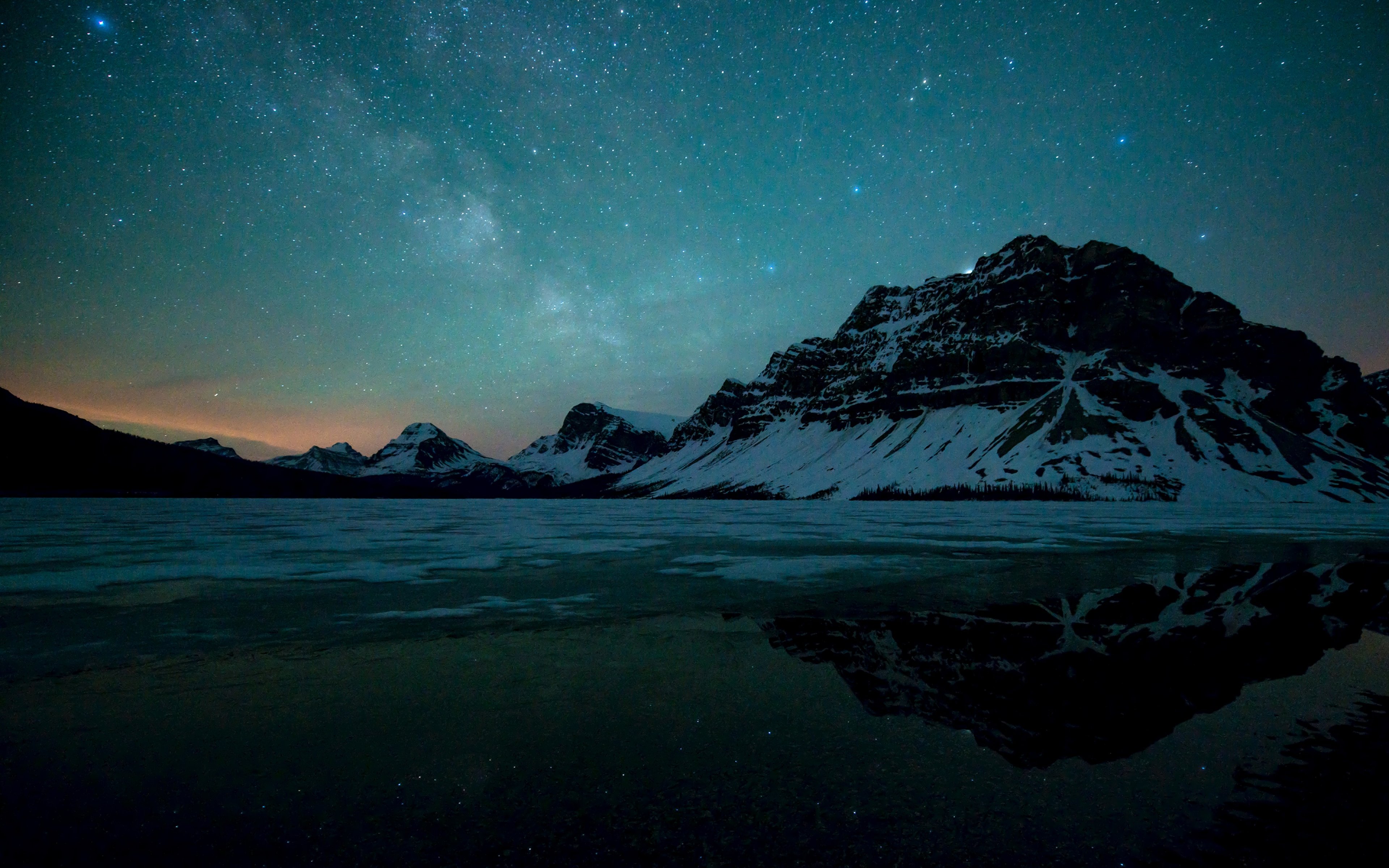 Amazing Starry Night Over Mountains And River Wallpapers