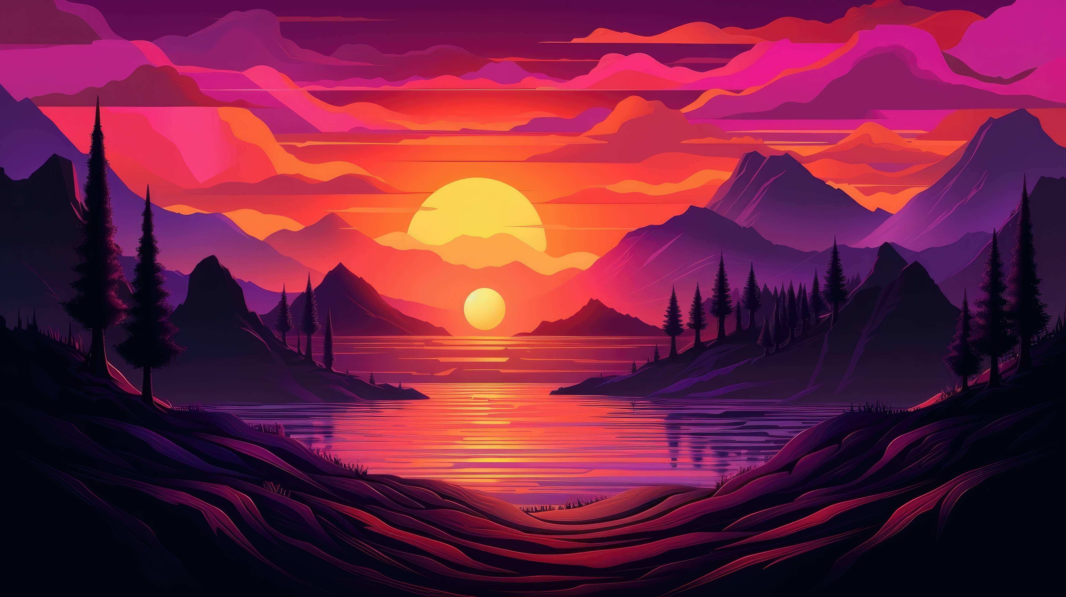 Amazing Sunset Art Wallpapers