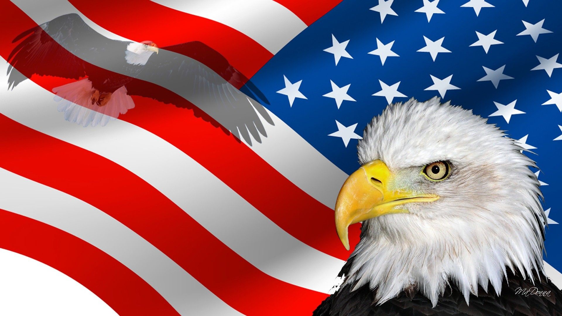 American Flag And Eagle Background