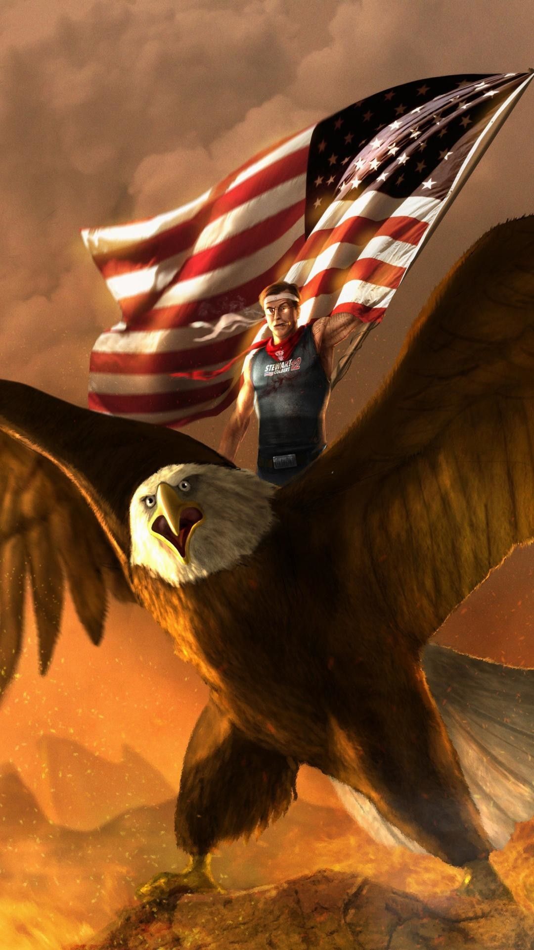 American Flag And Eagle Background