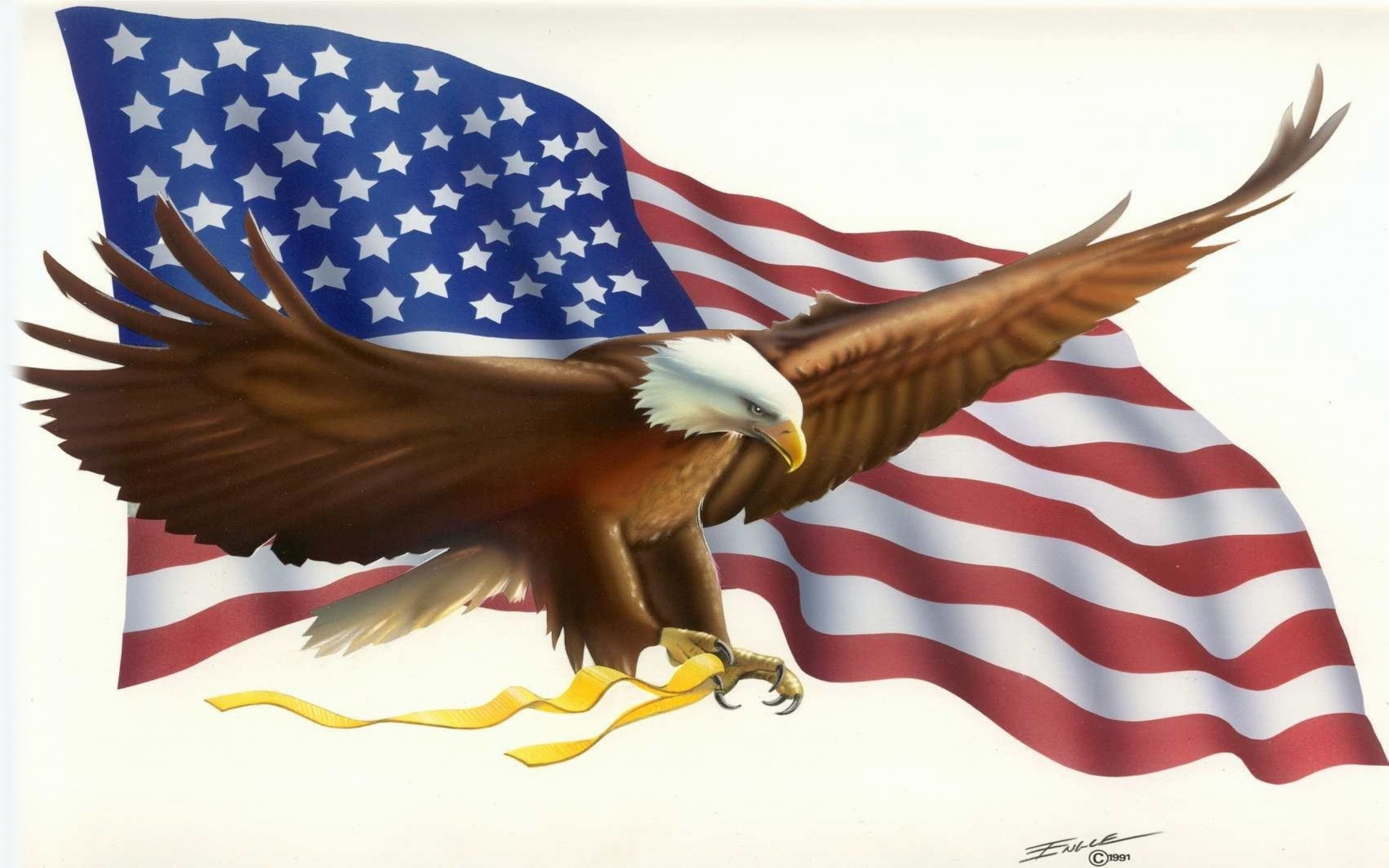 American Flag And Eagle Background