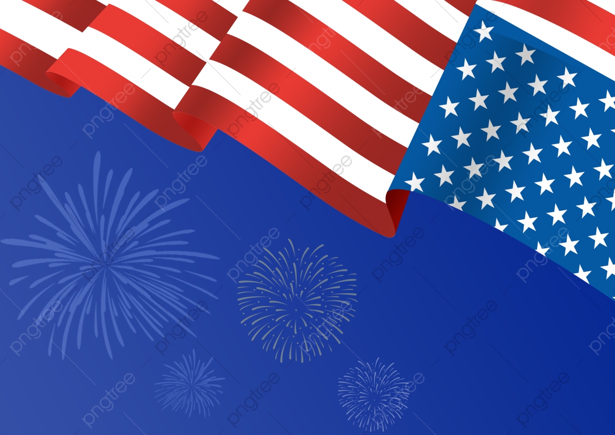 American Flag With Fireworks Background