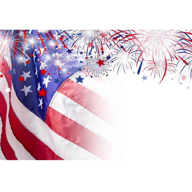 American Flag With Fireworks Background