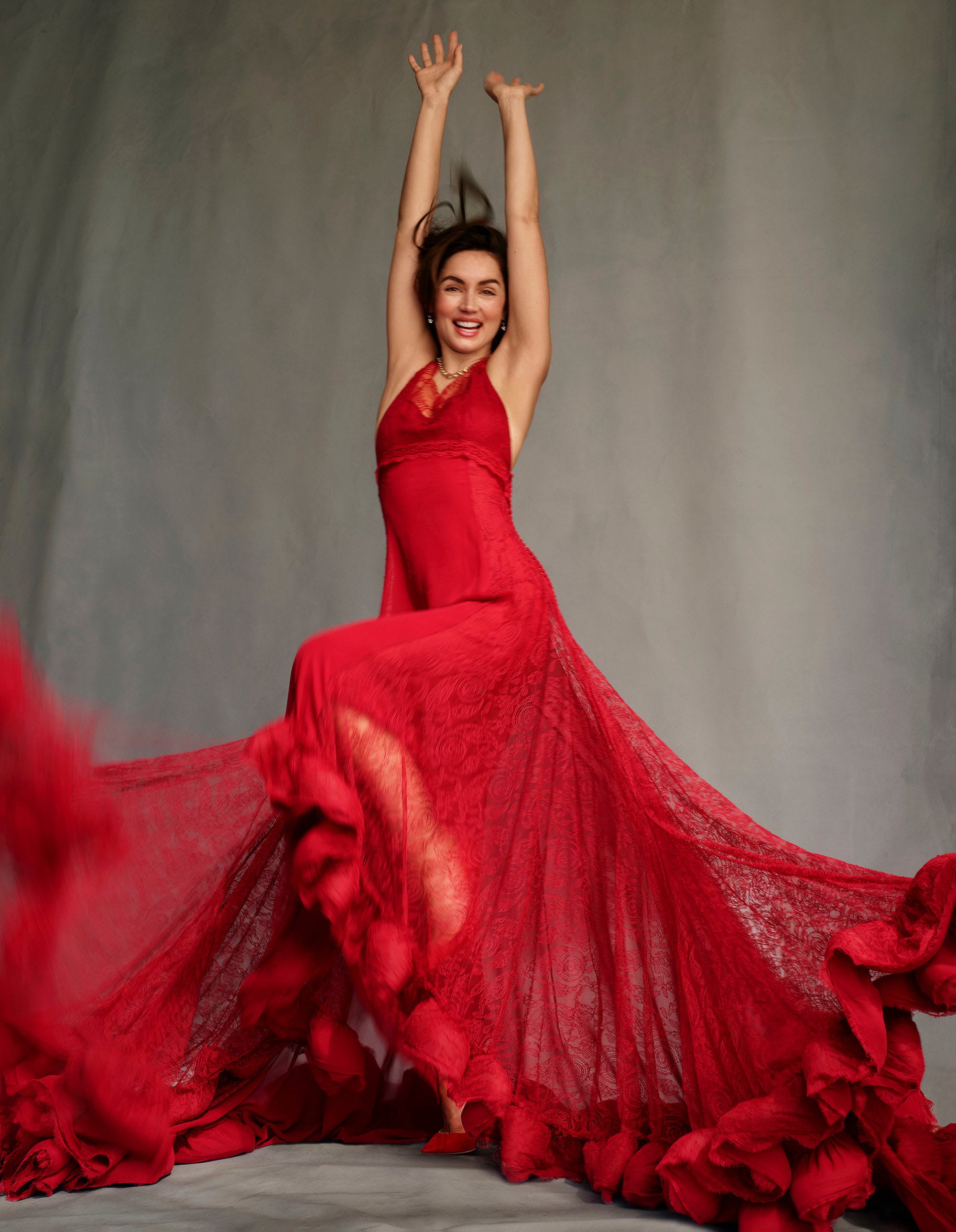 Ana de Armas in Red Dress Wallpapers