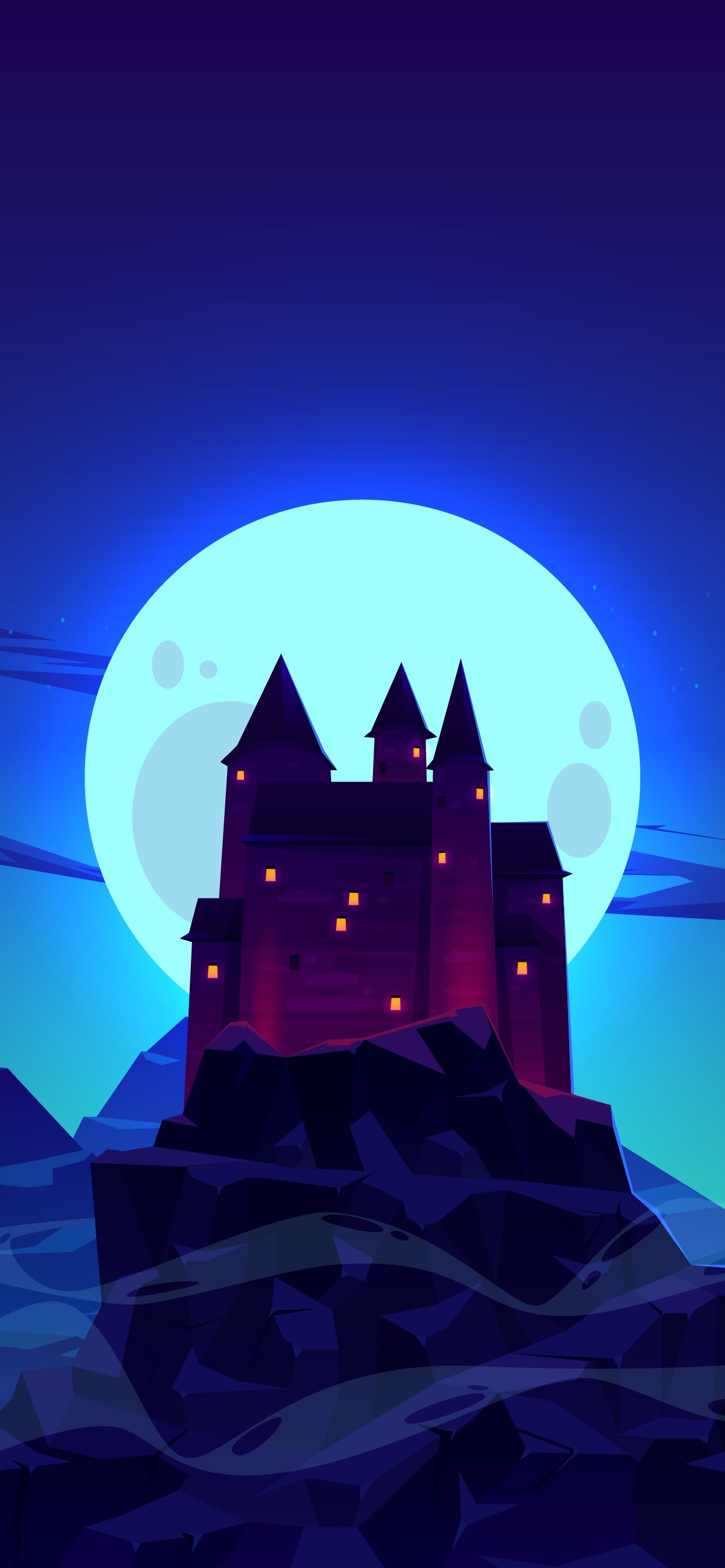 Ancient Castle And Moon Art Wallpapers