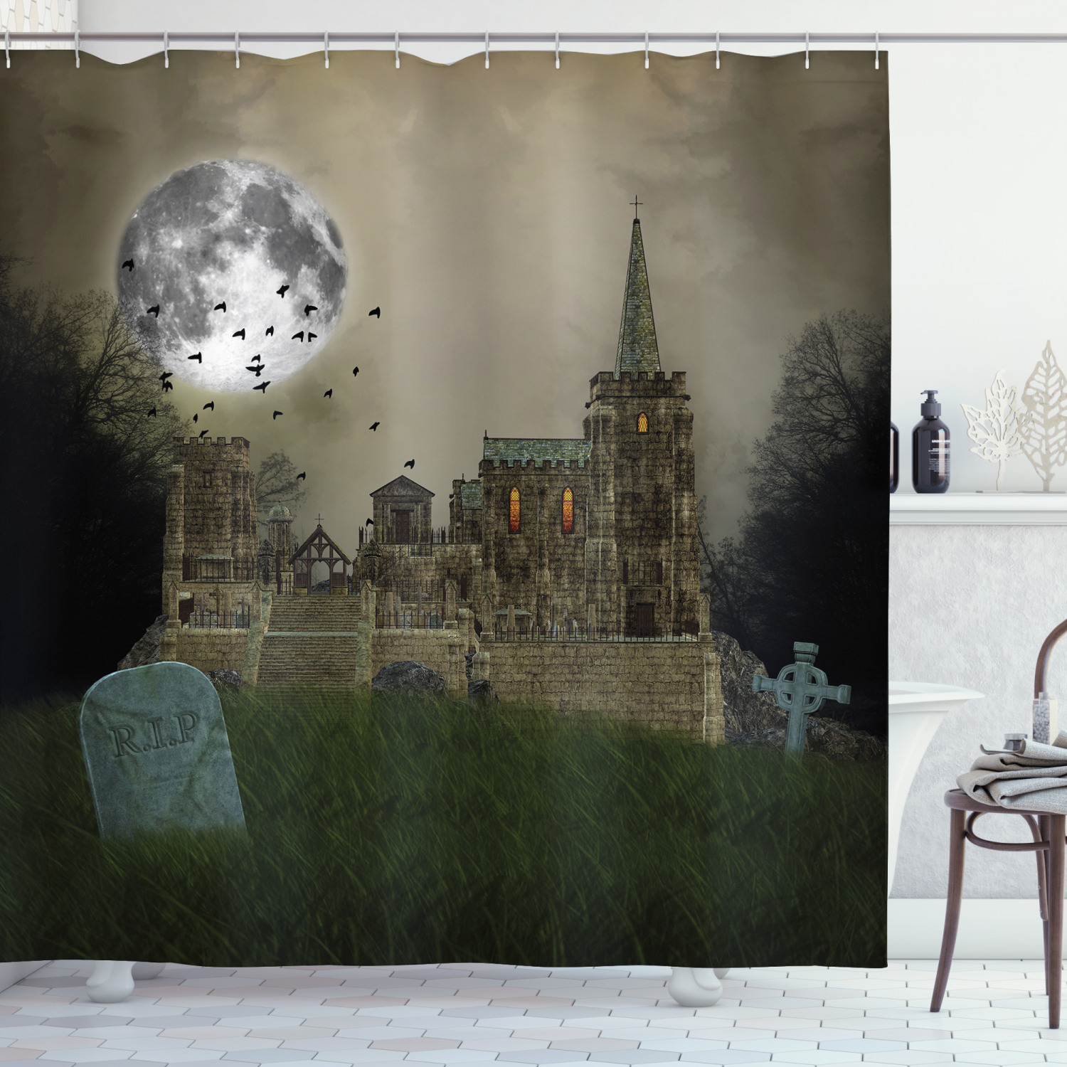 Ancient Castle And Moon Art Wallpapers