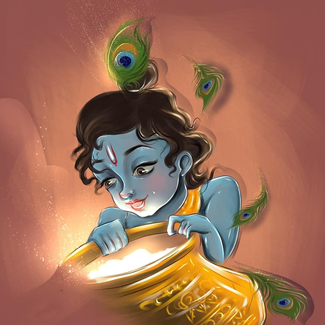 Animated Cute Little Krishna Images Wallpapers