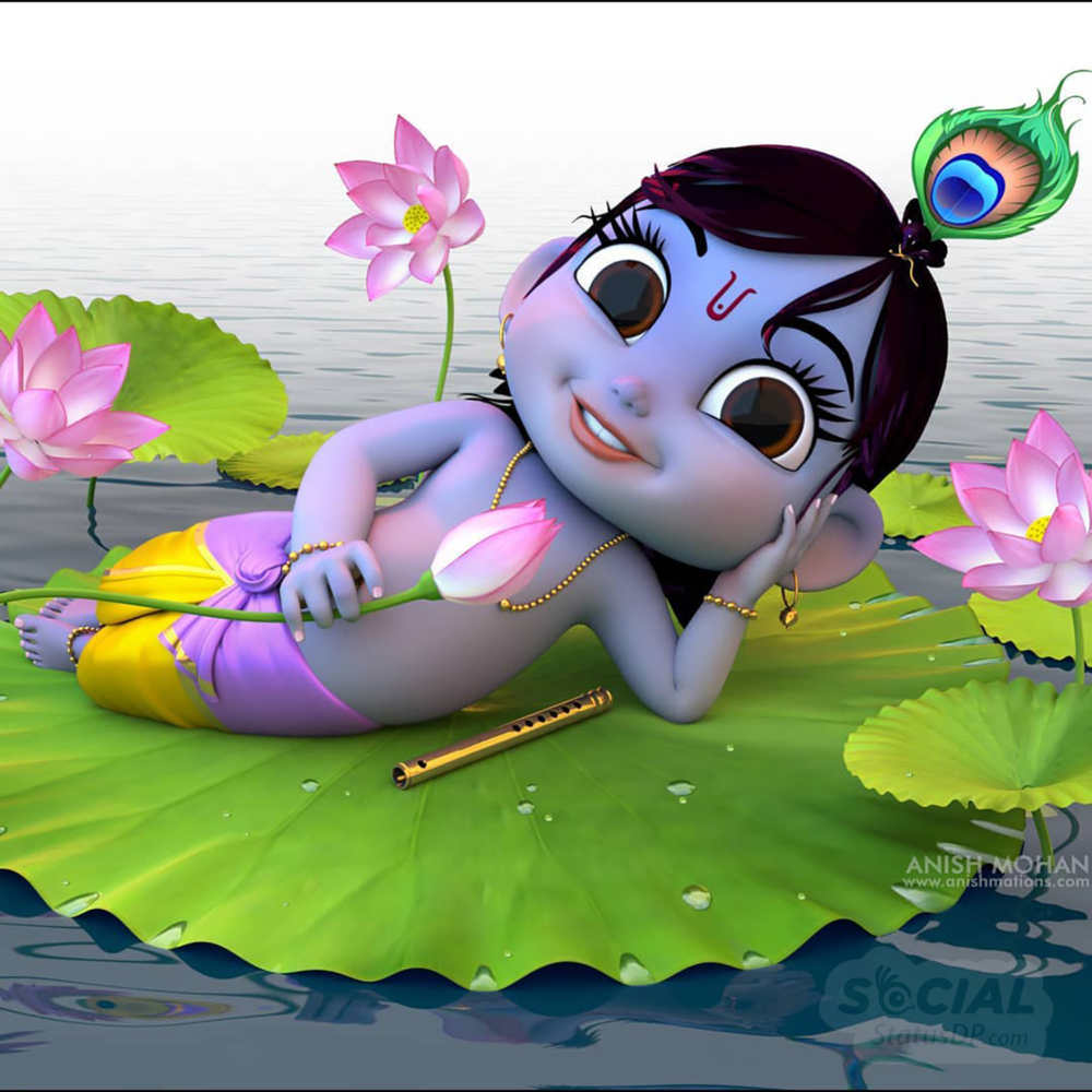 Animated Cute Little Krishna Images Wallpapers