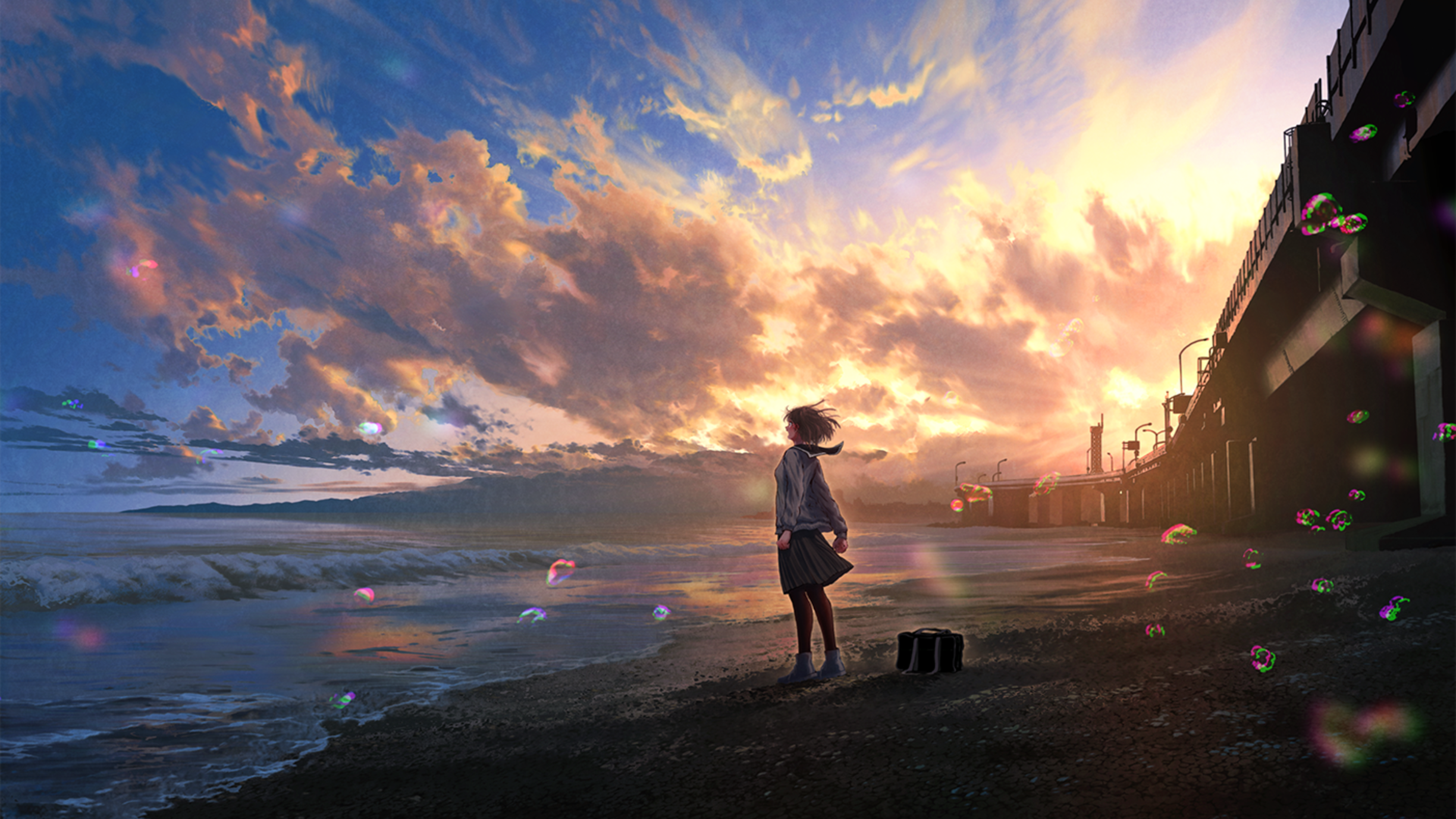 Anime Beach Scenery Wallpapers