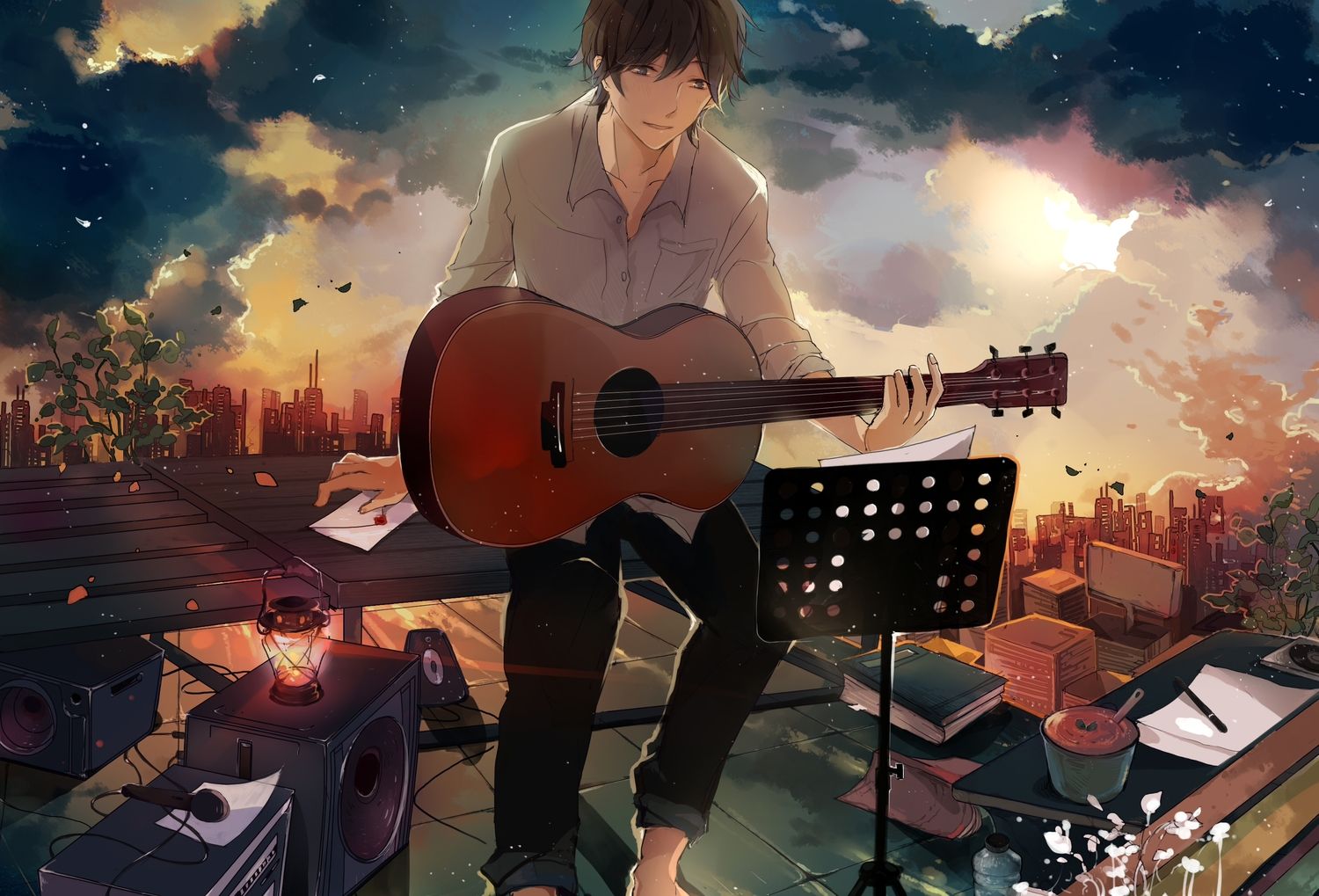 Anime Boy Playing Guitar Wallpapers