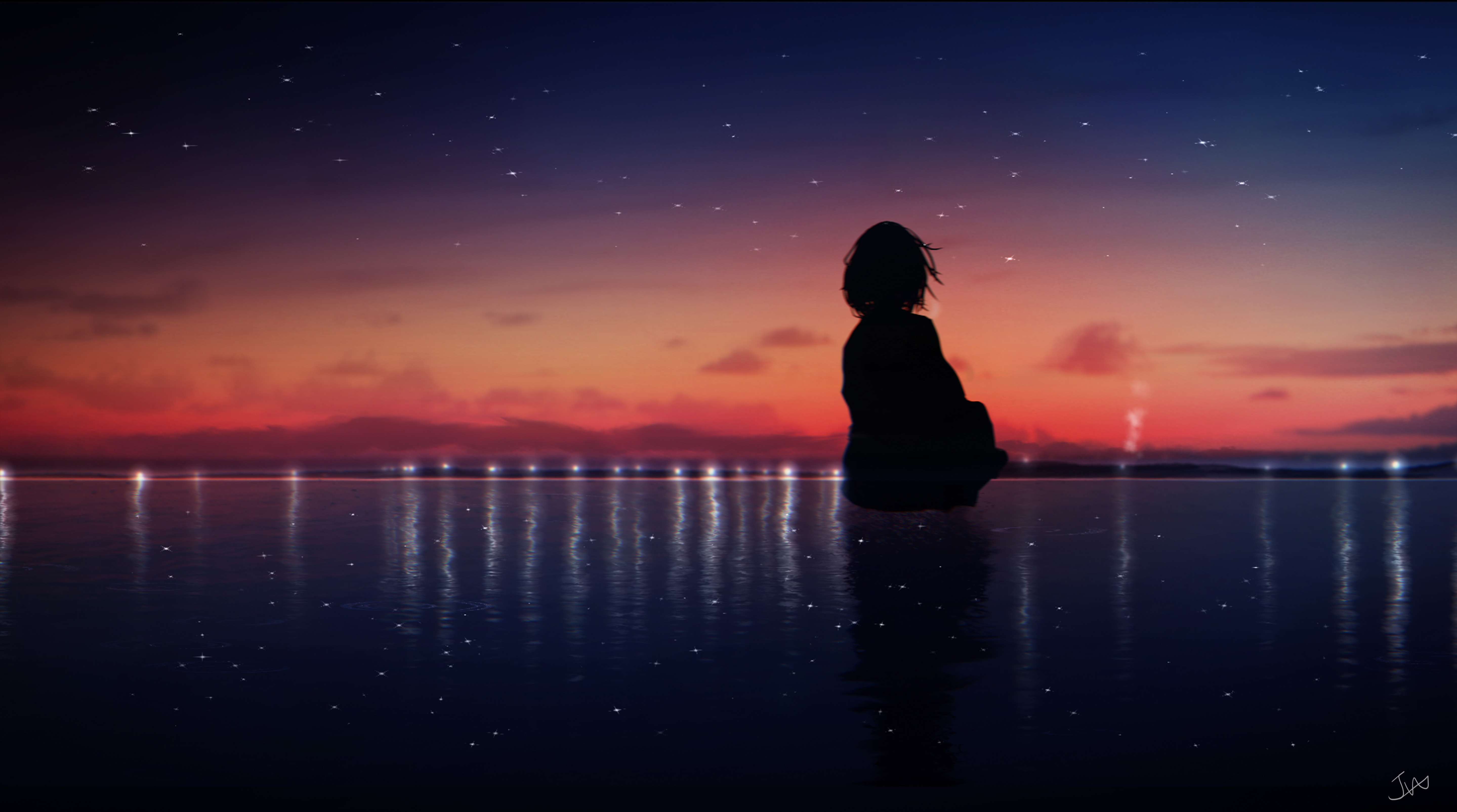 Anime Boy Sitting Alone Wallpapers