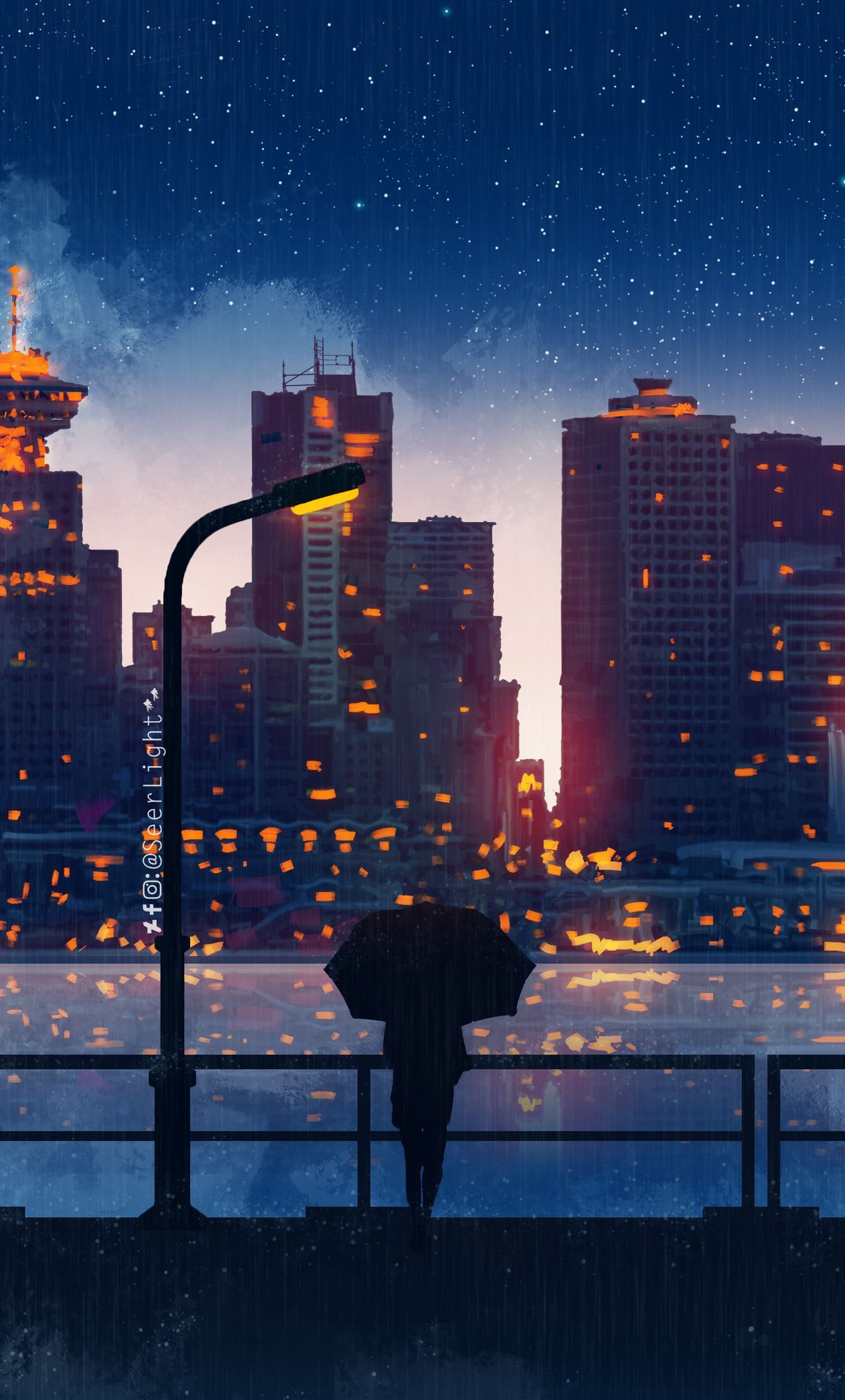 Anime City Lights At Night Aesthetic Wallpapers