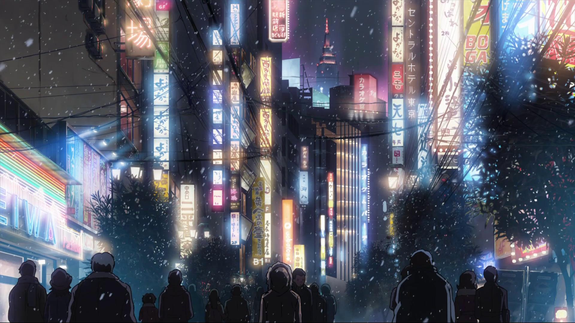 Anime City Lights At Night Aesthetic Wallpapers