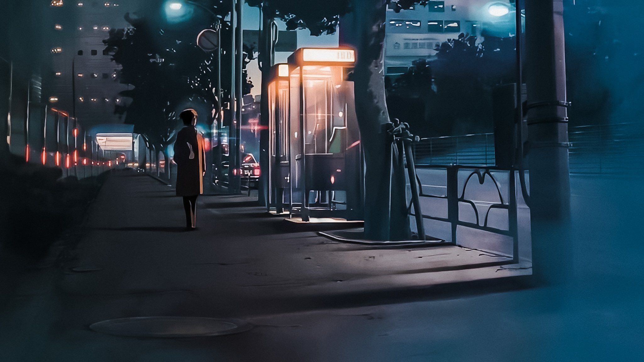 Anime City Lights At Night Aesthetic Wallpapers