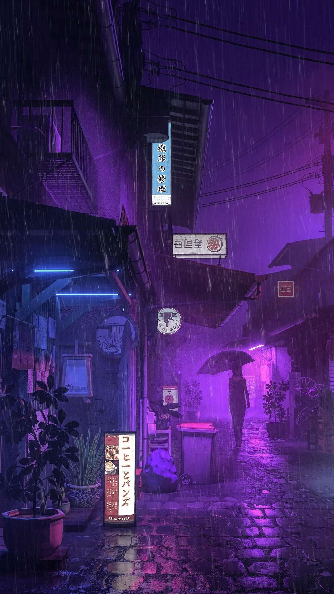 Anime City Purple Wallpapers