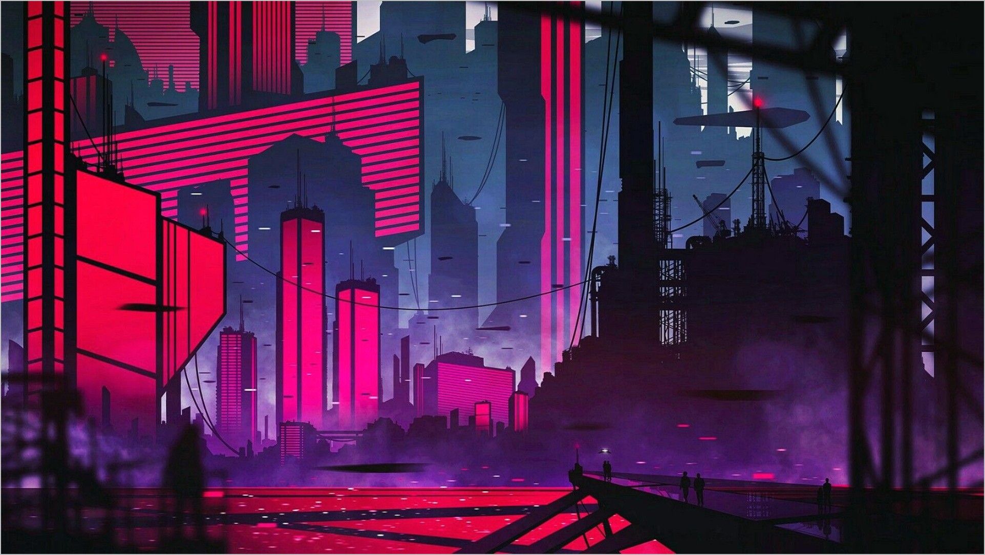 Anime City Purple Wallpapers