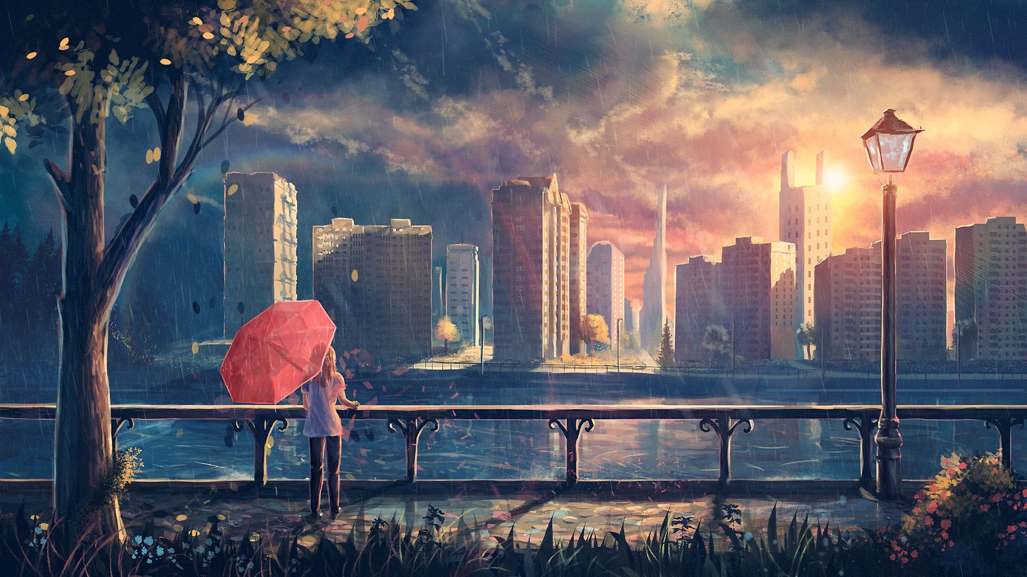 Anime City Rain Wallpapers