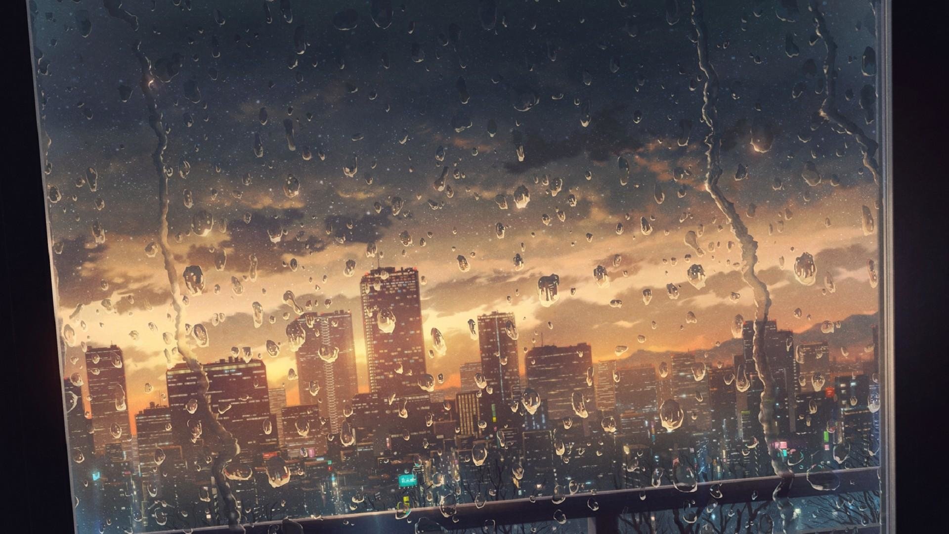 Anime City Rain Wallpapers