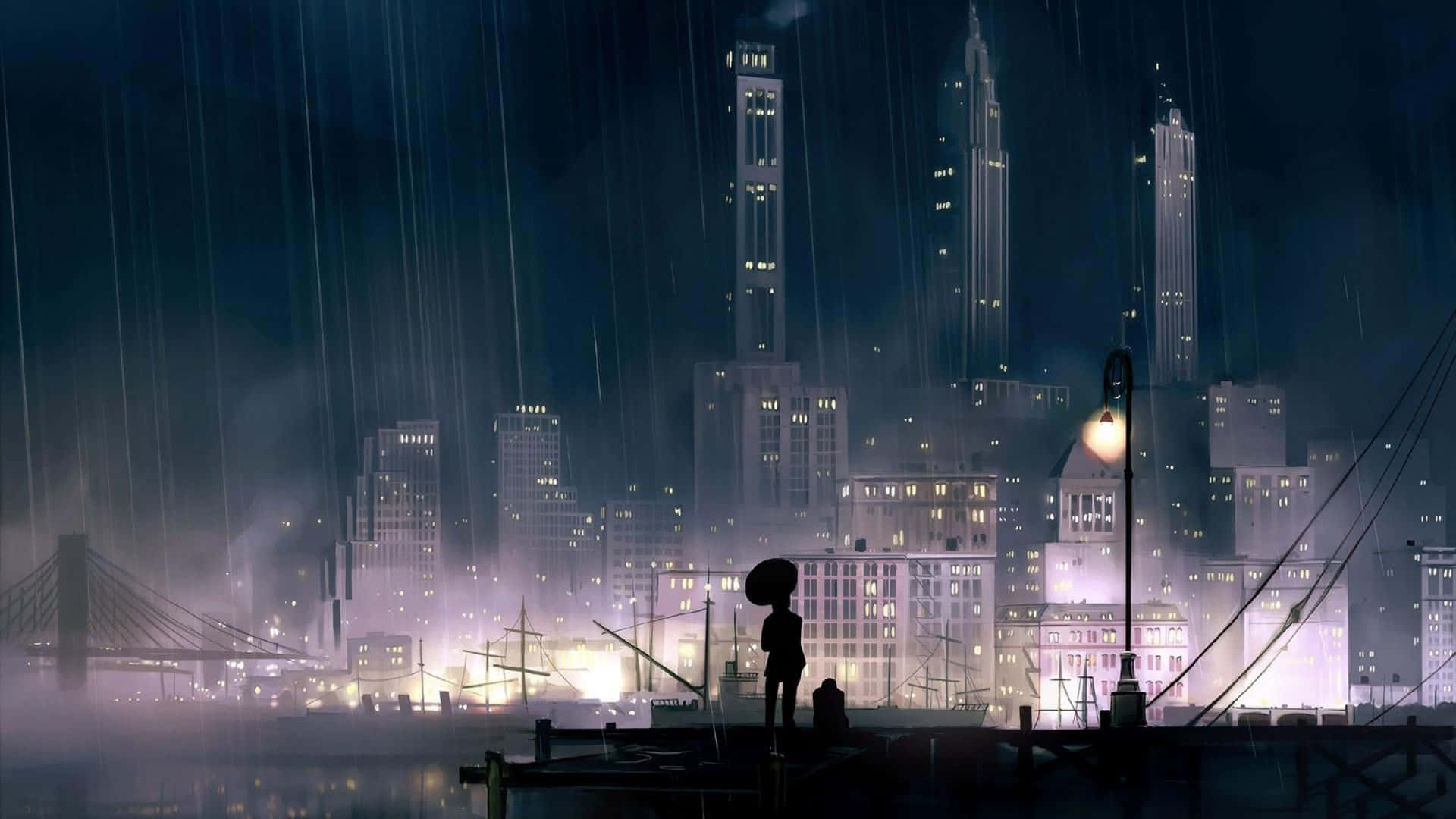 Anime City Rain Wallpapers