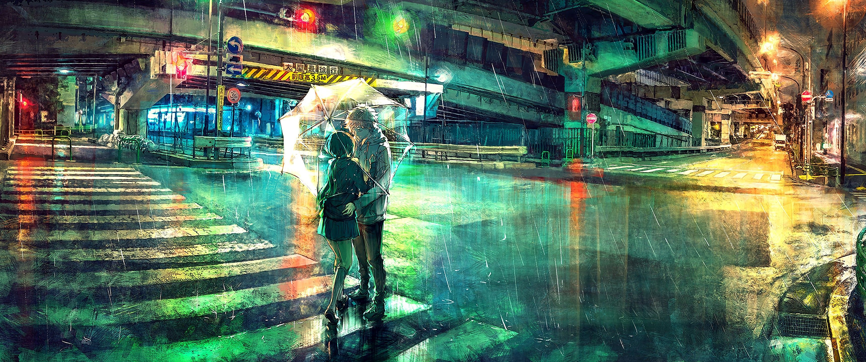 Anime City Rain Wallpapers