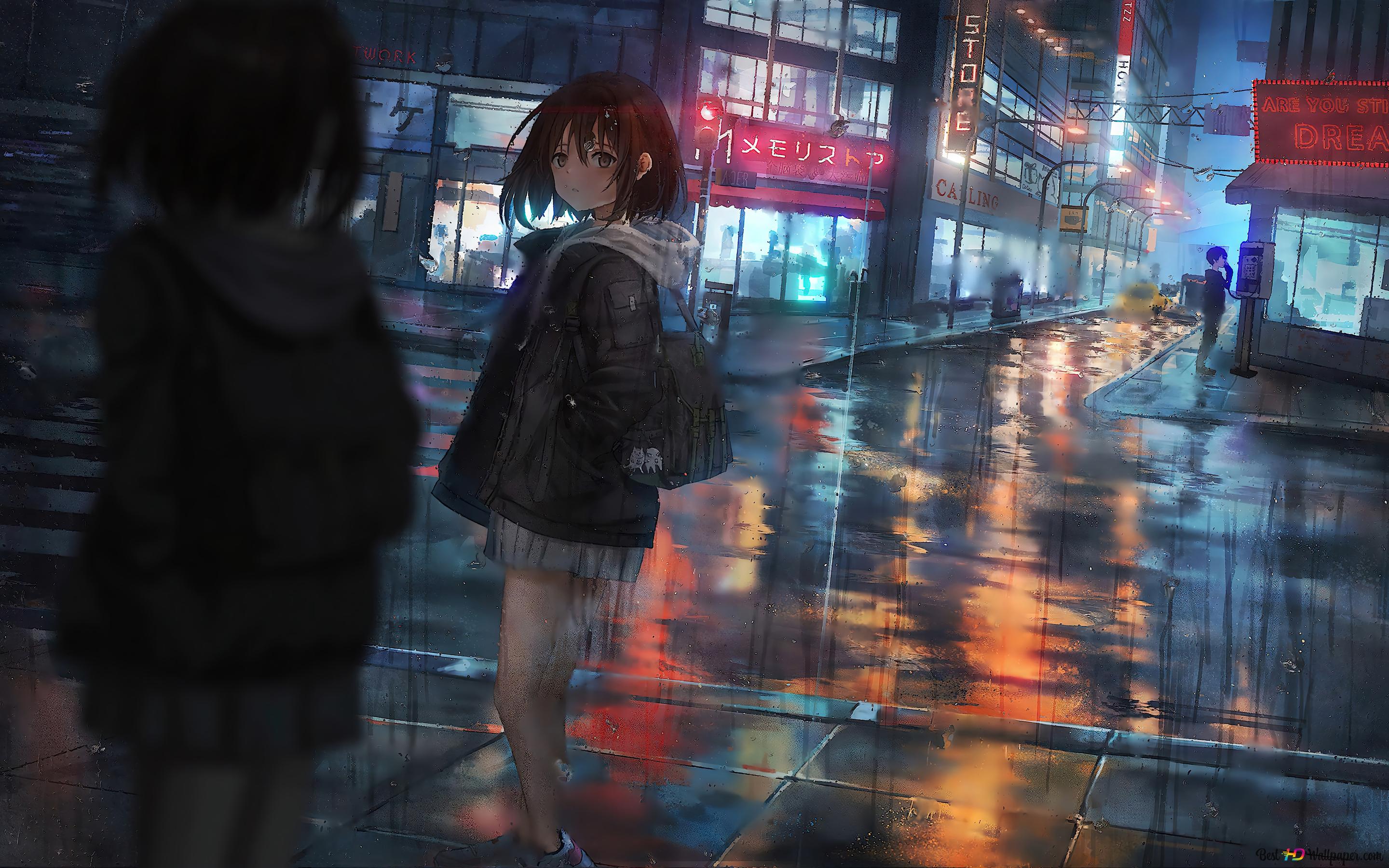 Anime City Rain Wallpapers