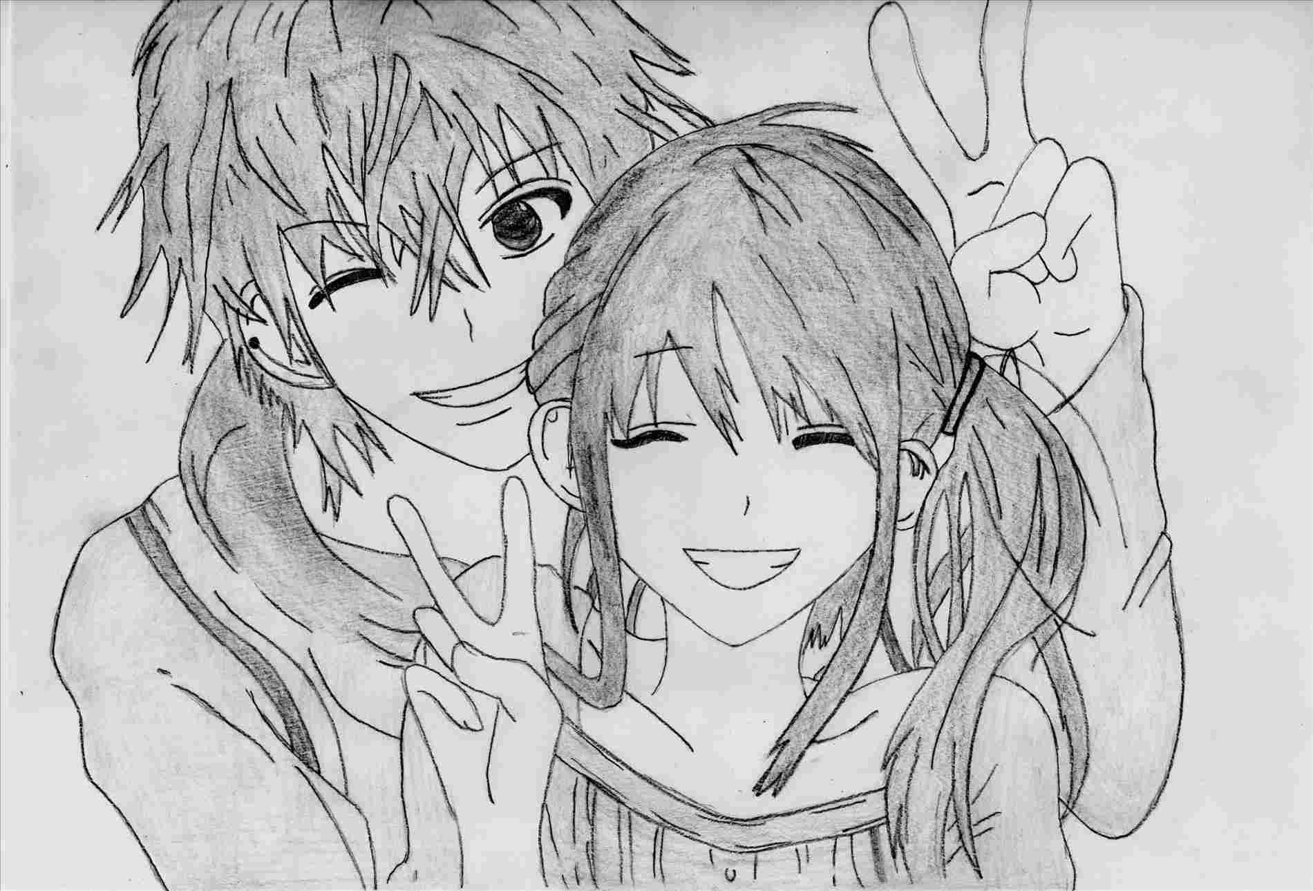 Anime Couple Drawing Art Wallpapers