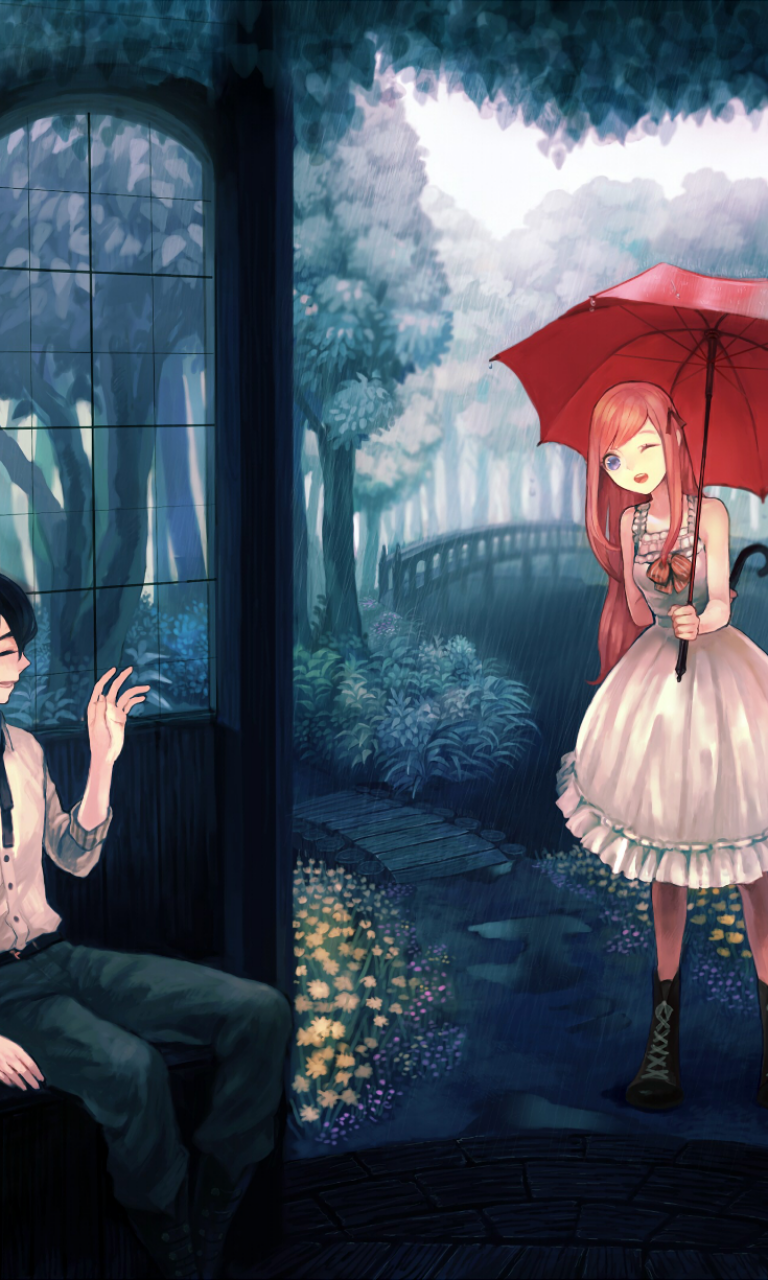 Anime Couple Rain Wallpapers