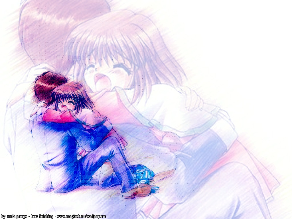 Anime Couple Sad Hug Wallpapers