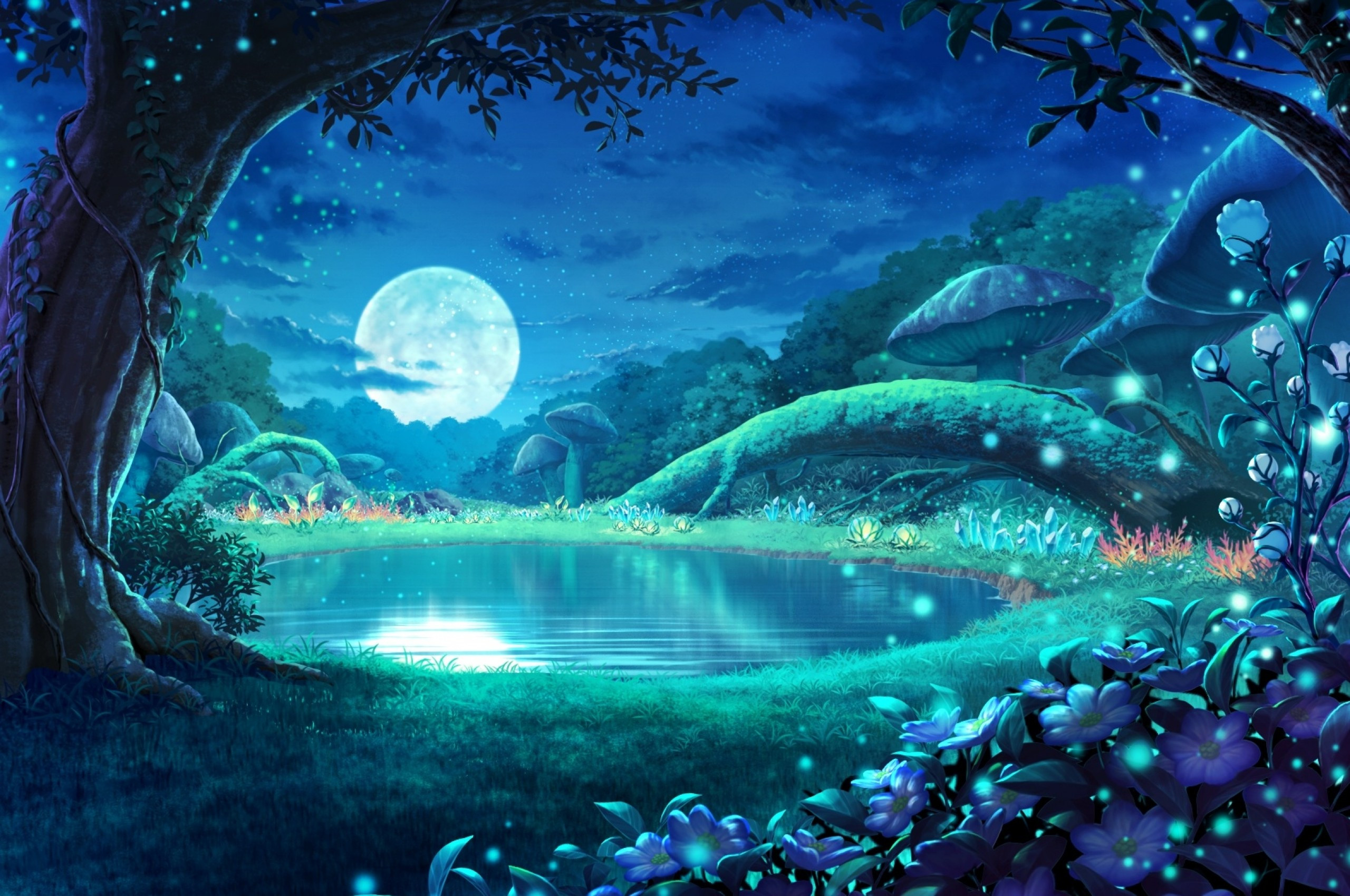 Anime Forest At Night Wallpapers