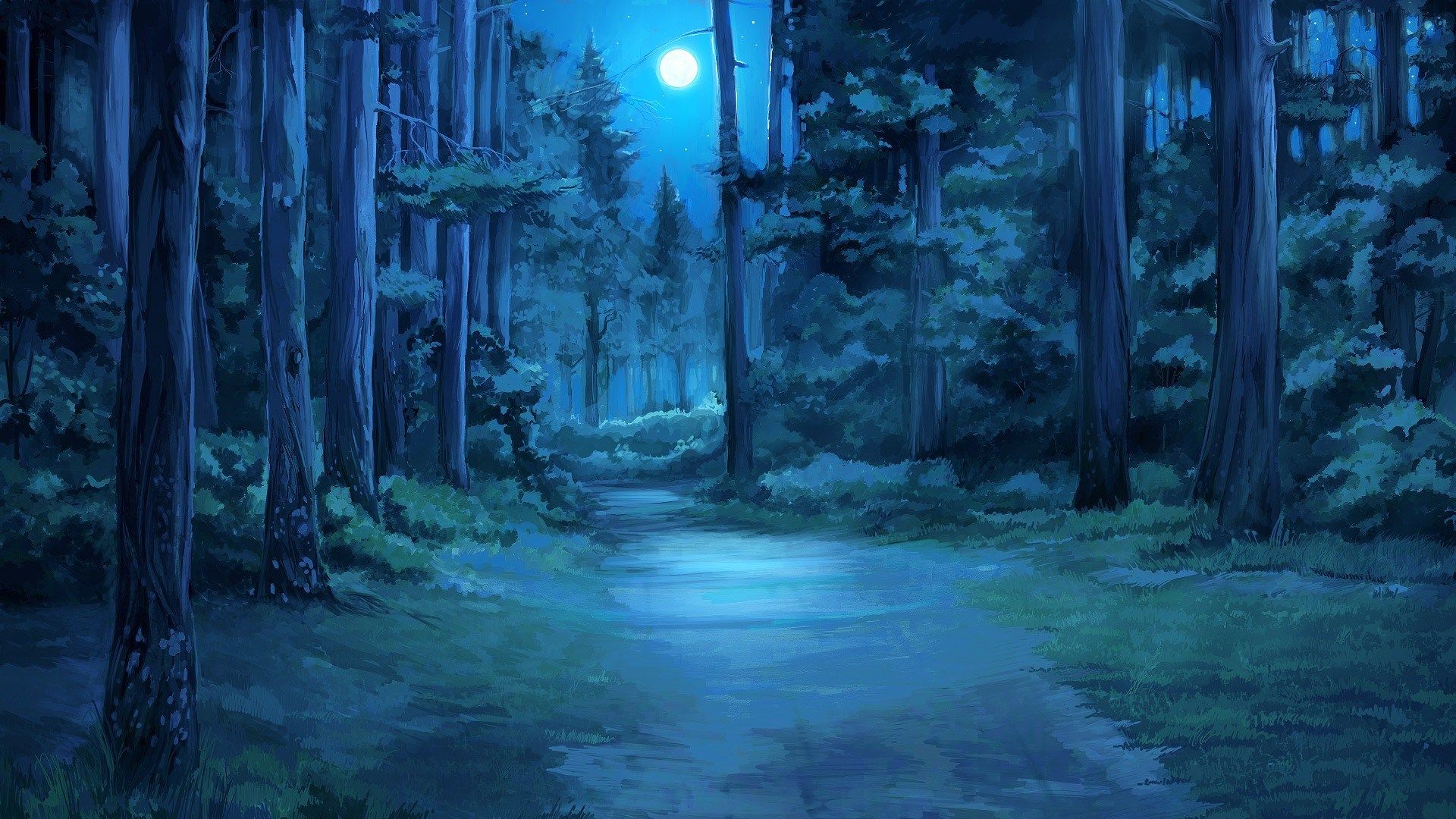 Anime Forest At Night Wallpapers