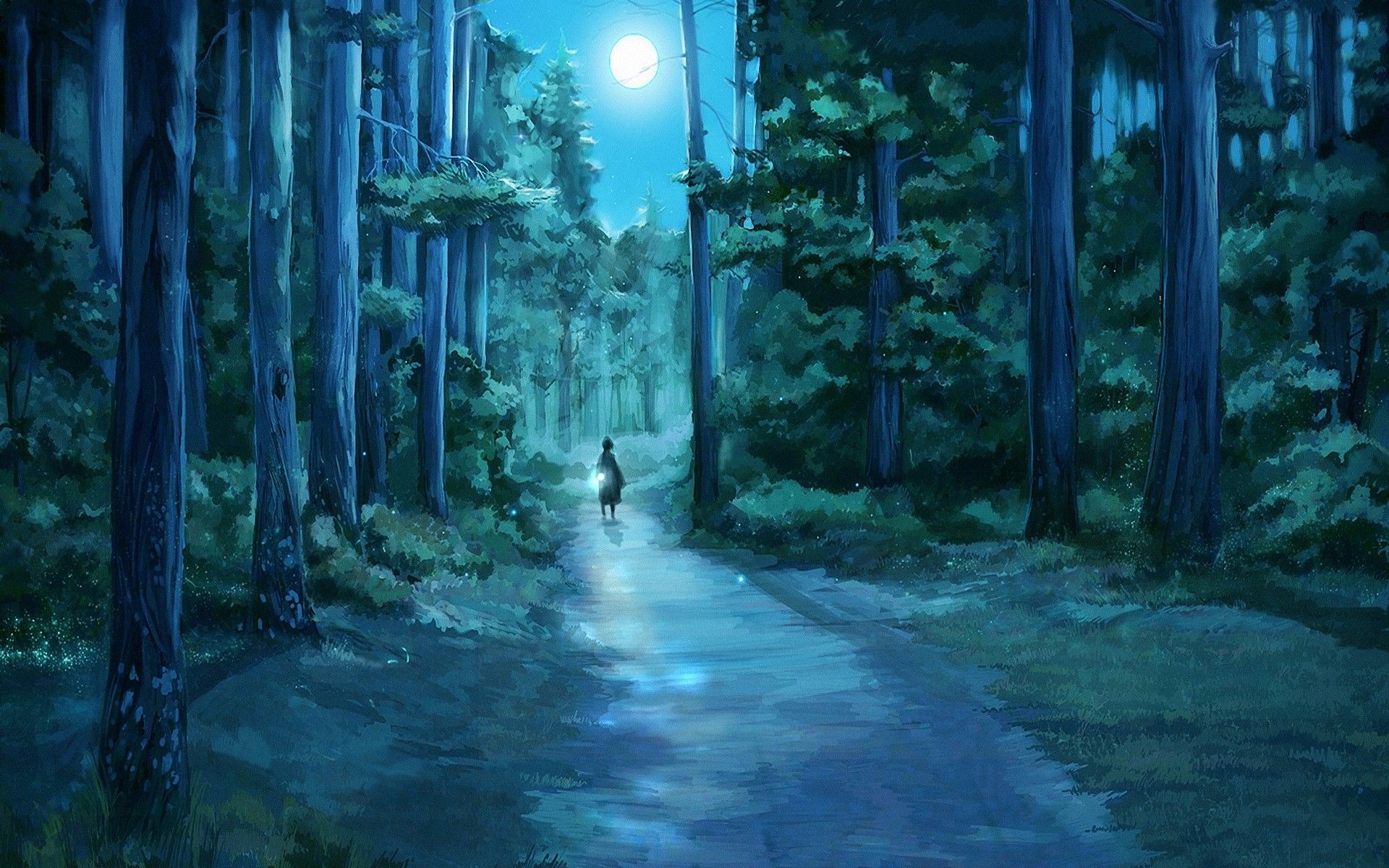 Anime Forest At Night Wallpapers