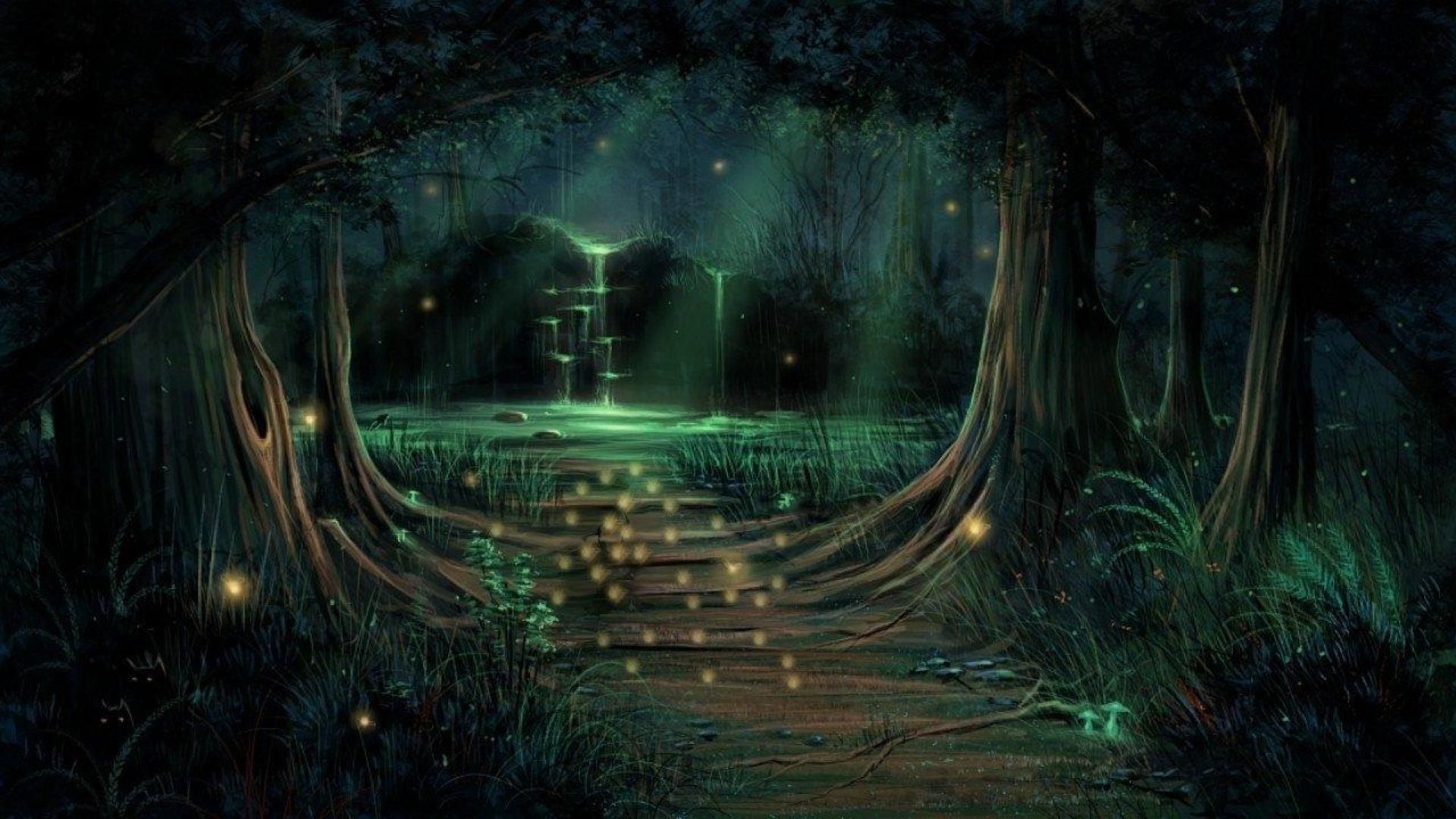 Anime Forest At Night Wallpapers