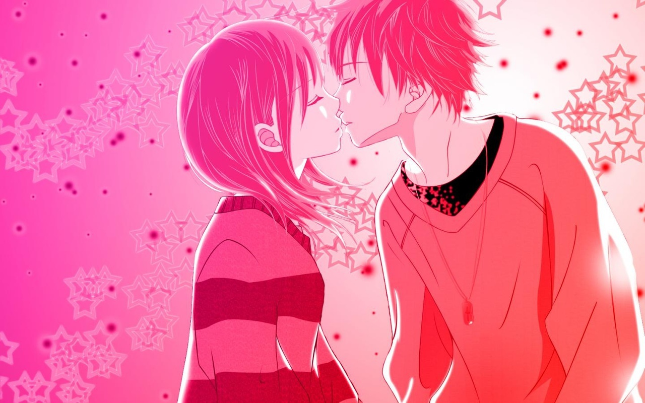 Anime Girl And Boy Kiss Valentines Day Wallpapers