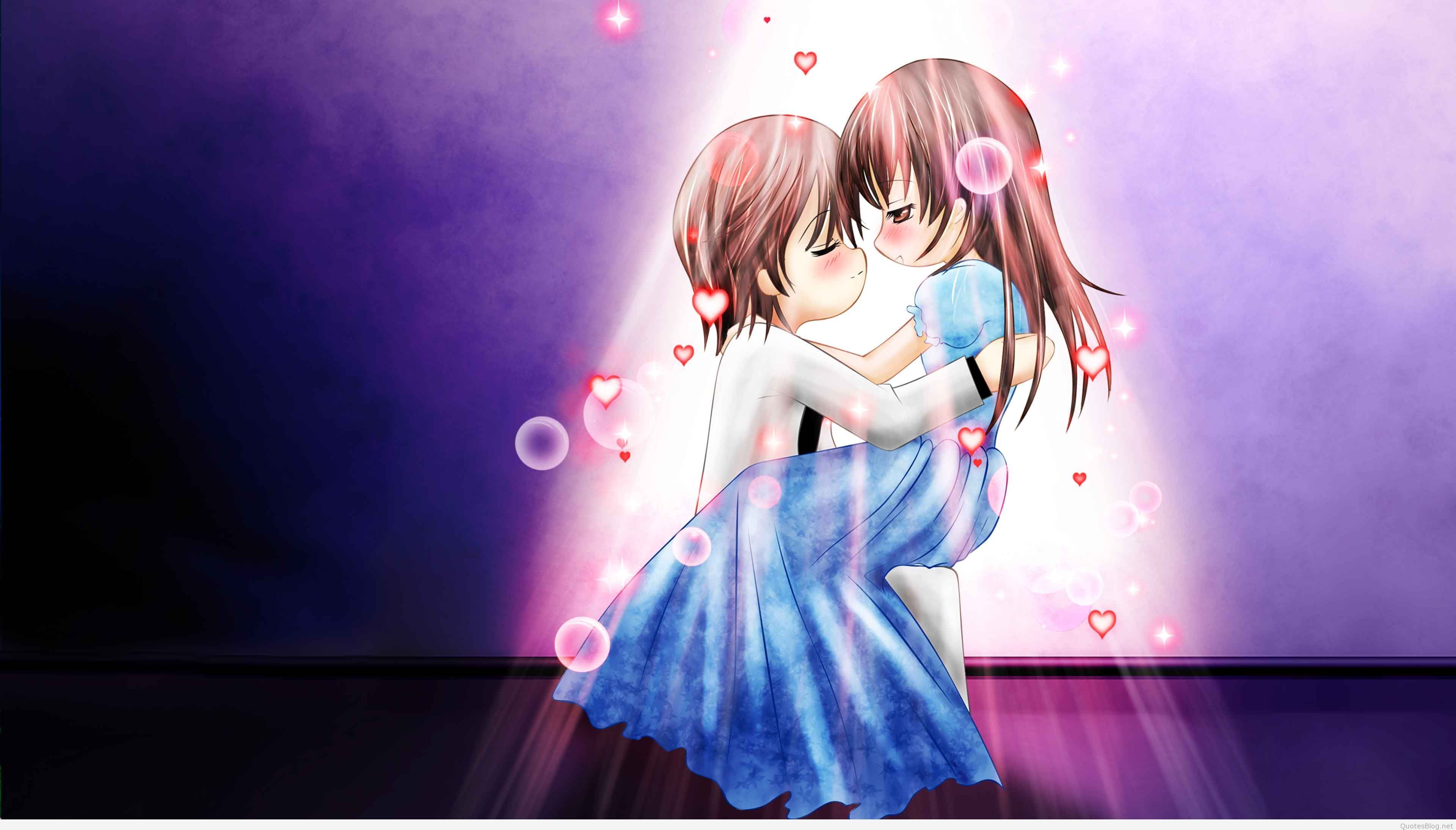 Anime Girl And Boy Kiss Valentines Day Wallpapers