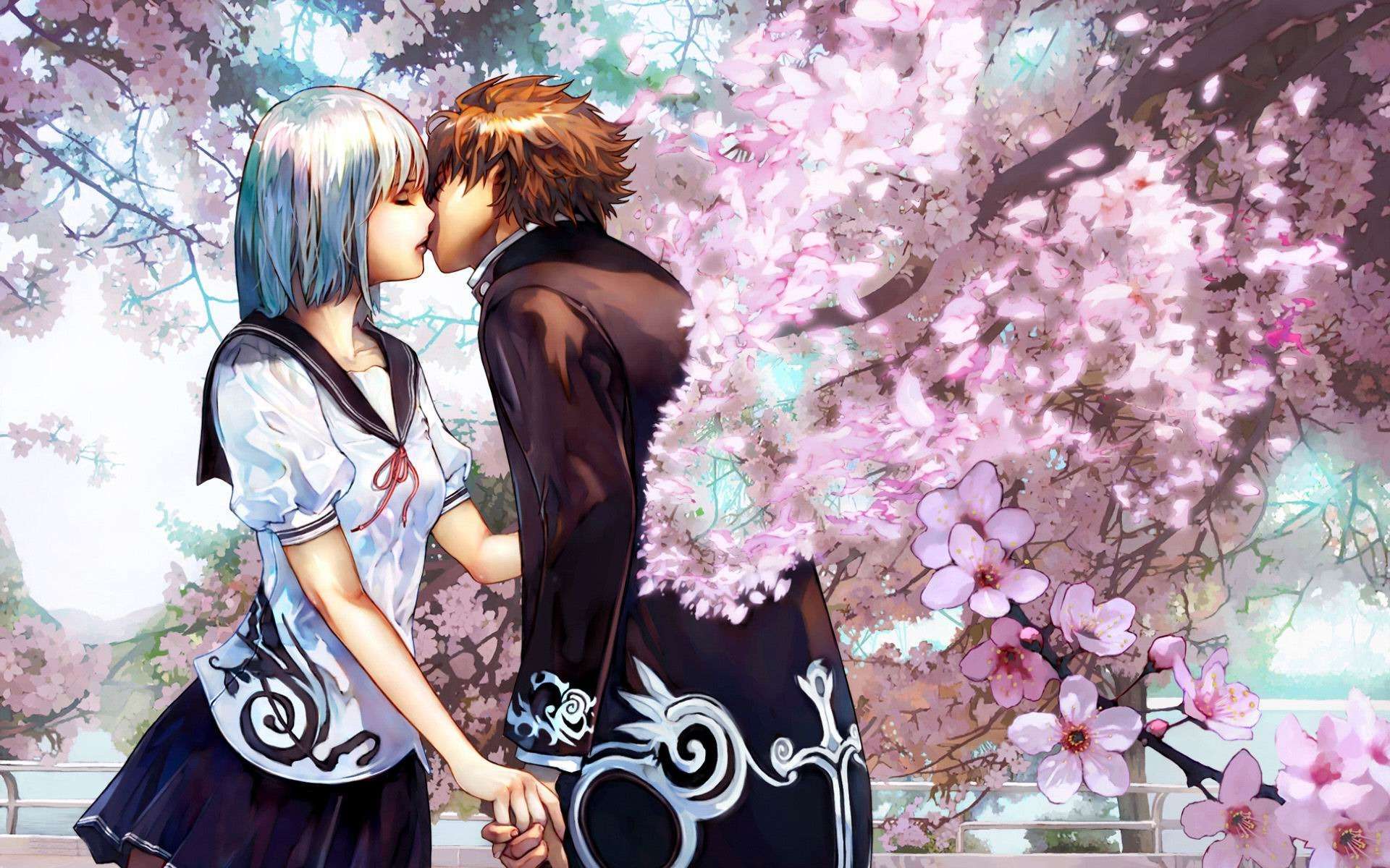 Anime Girl And Boy Kiss Valentines Day Wallpapers