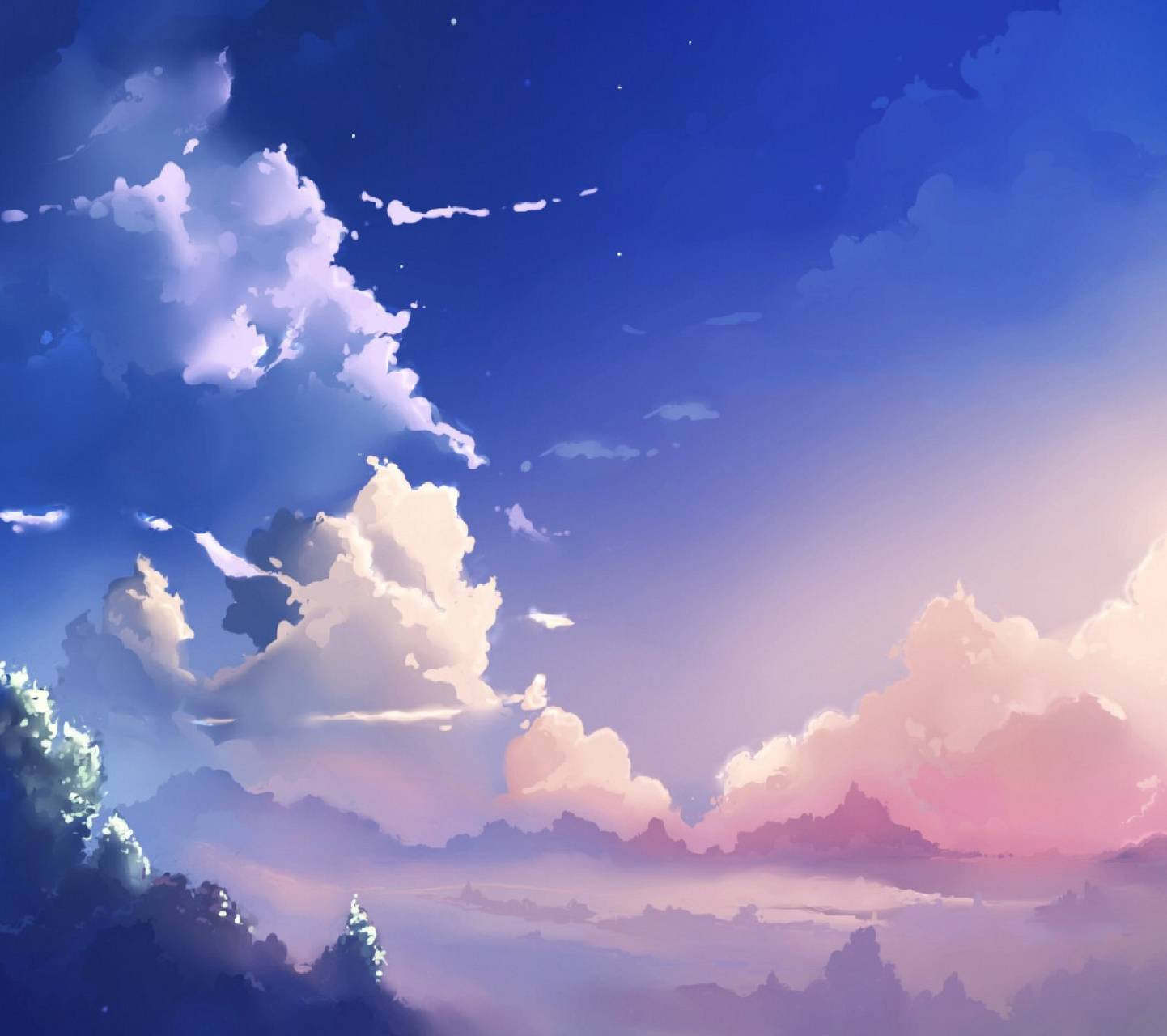 Anime Girl And Colorful Sky Wallpapers