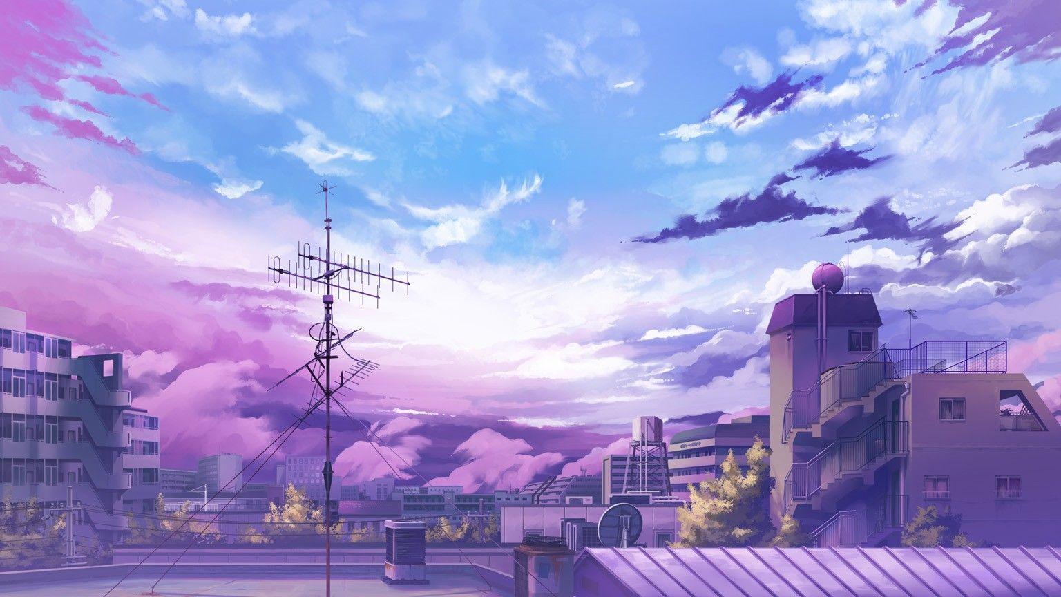 Anime Girl And Colorful Sky Wallpapers