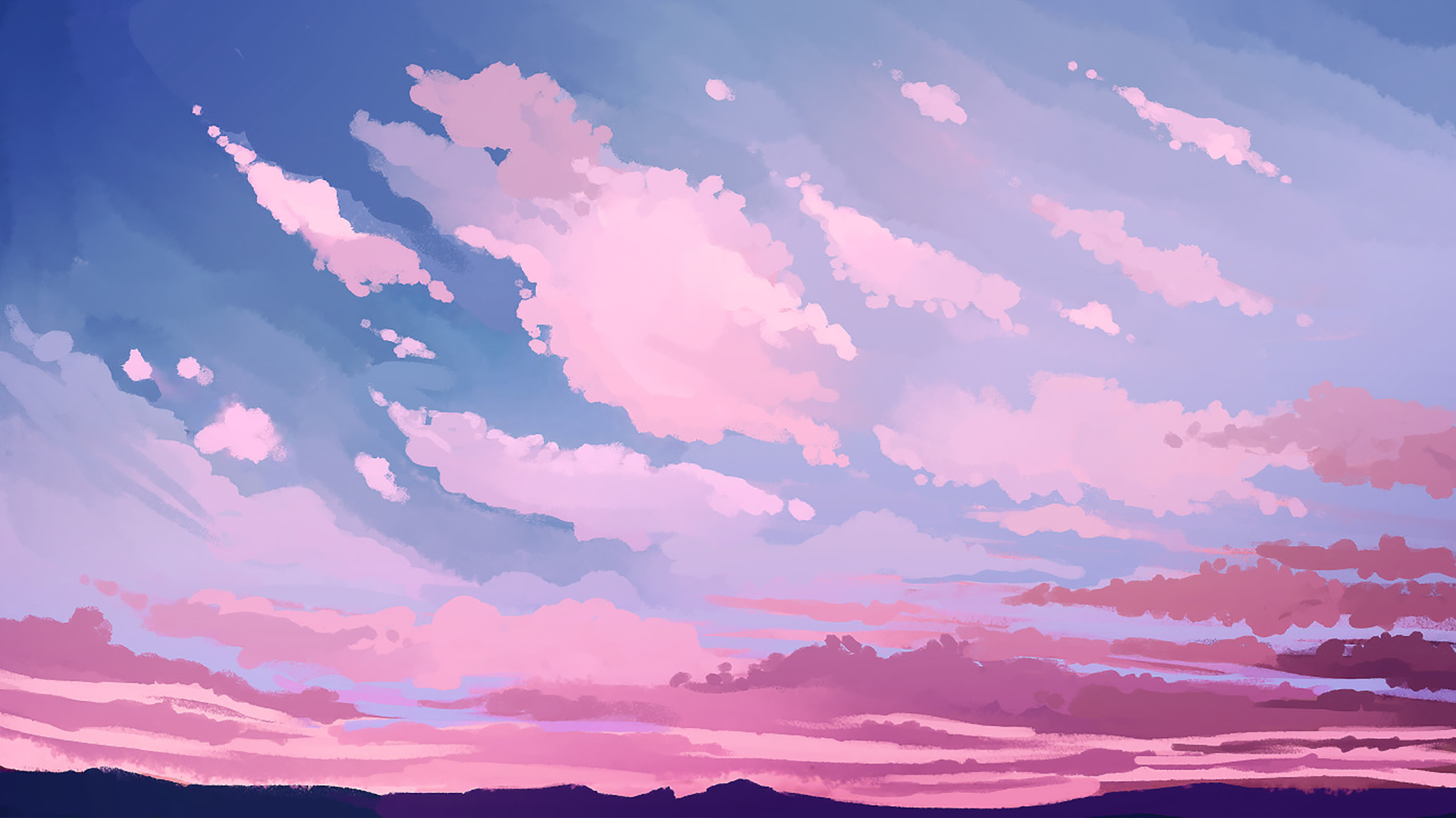 Anime Girl And Colorful Sky Wallpapers