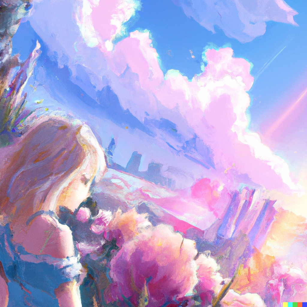 Anime Girl And Colorful Sky Wallpapers