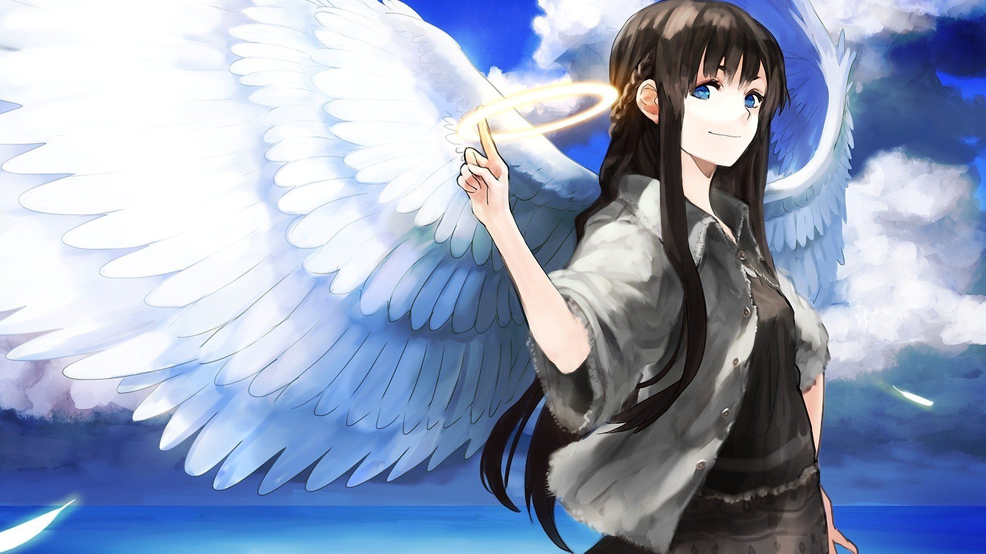 Anime Girl Black Wings Wallpapers