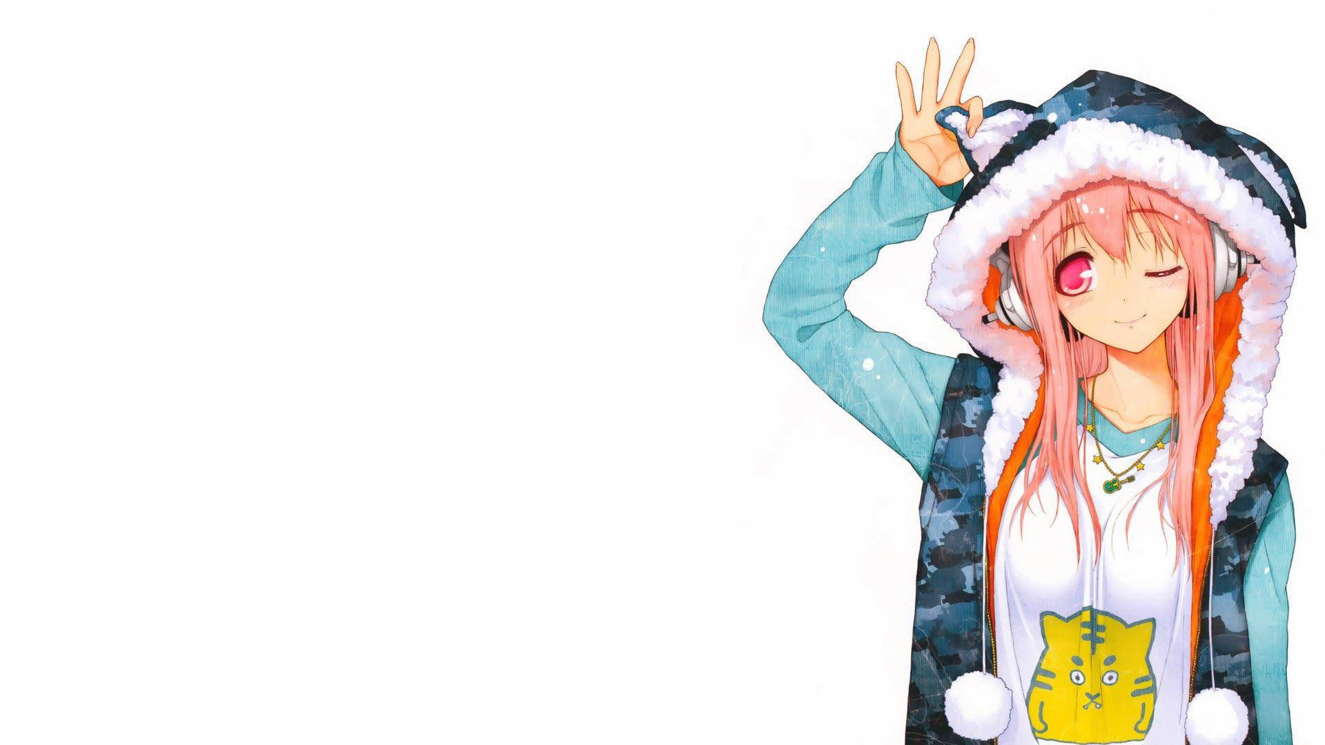 Anime Girl Cat Hoodie Wallpapers