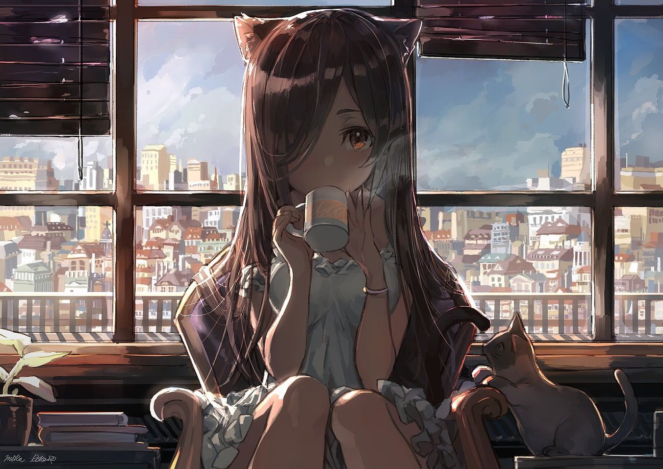 Anime Girl Coffee Wallpapers